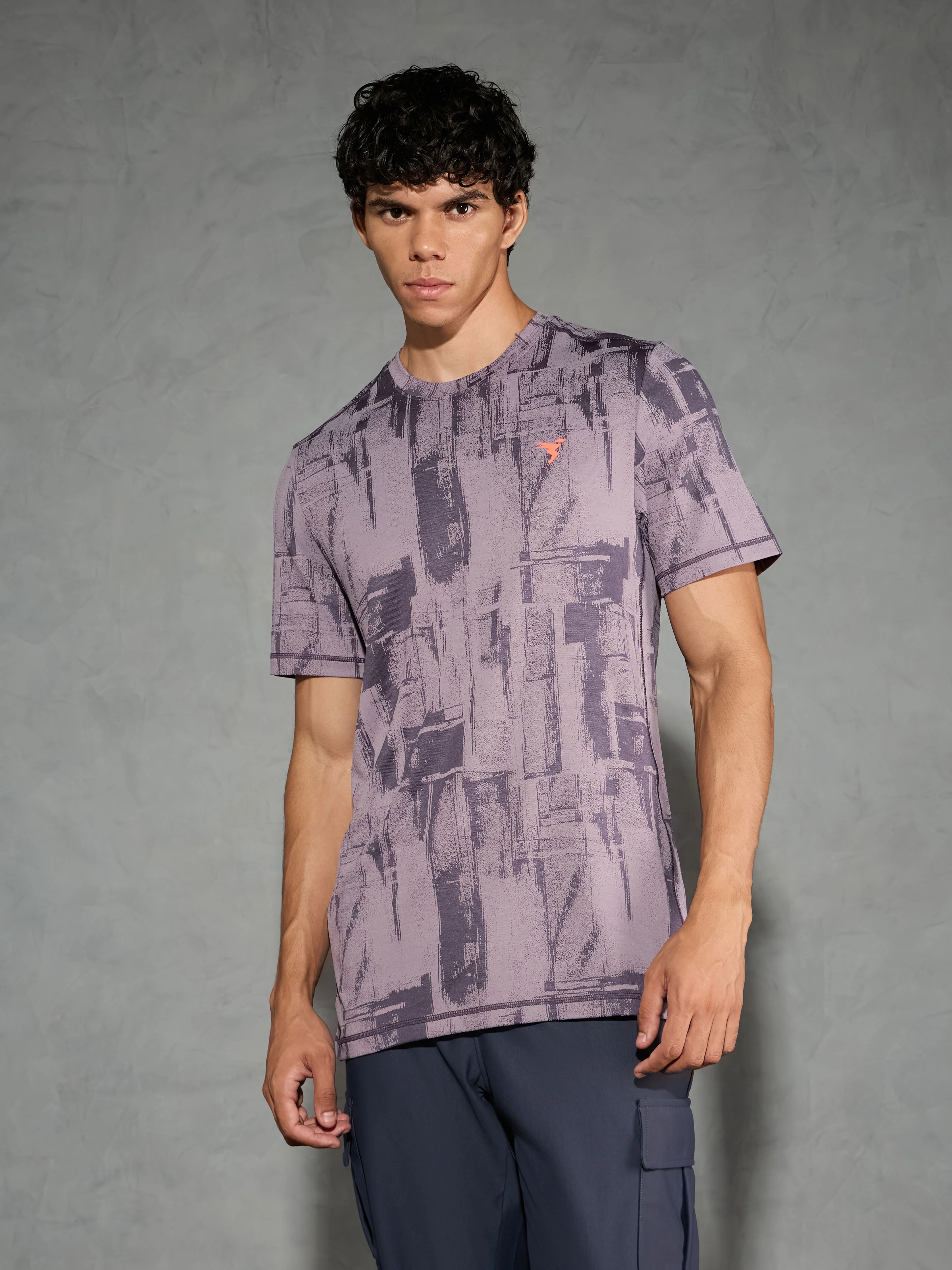 Men Jacquard Slim Fit Crew Neck T-shirt with DOUBLE COOL - Image 2