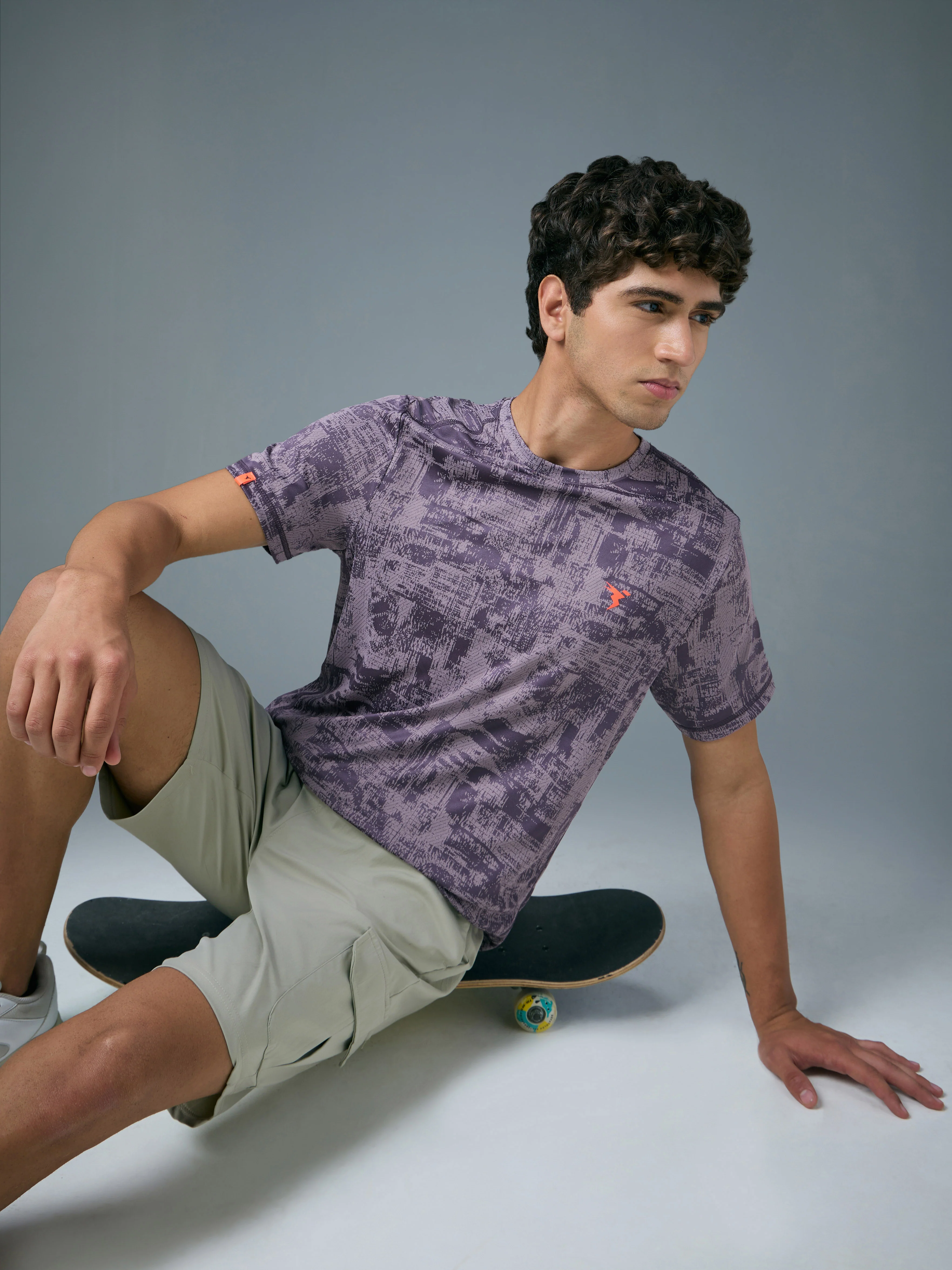 Men Jacquard Slim Fit Crew Neck T-shirt with DOUBLE COOL