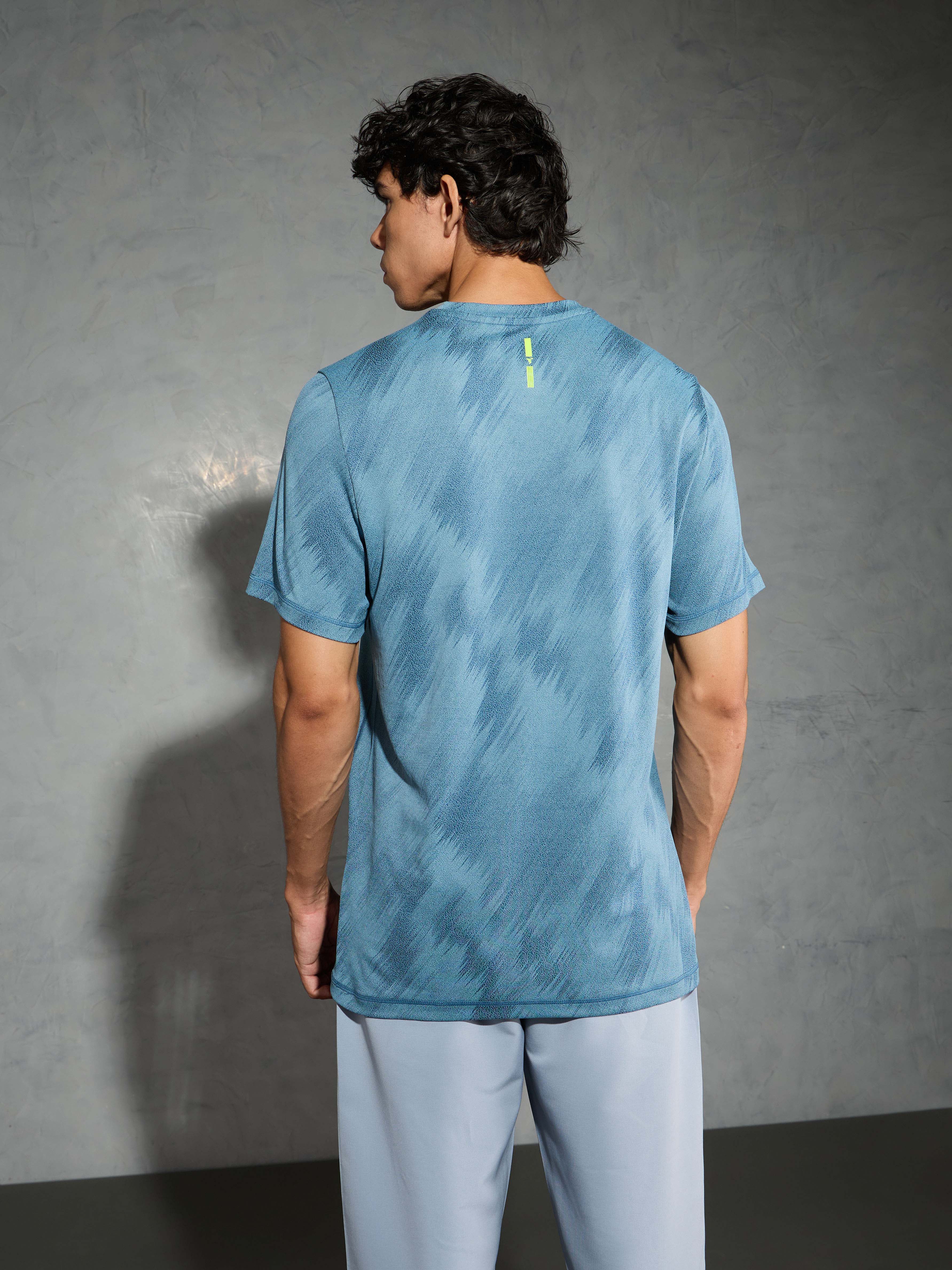 Men Jacquard Slim Fit Crew Neck T-shirt with DOUBLE COOL - Image 3