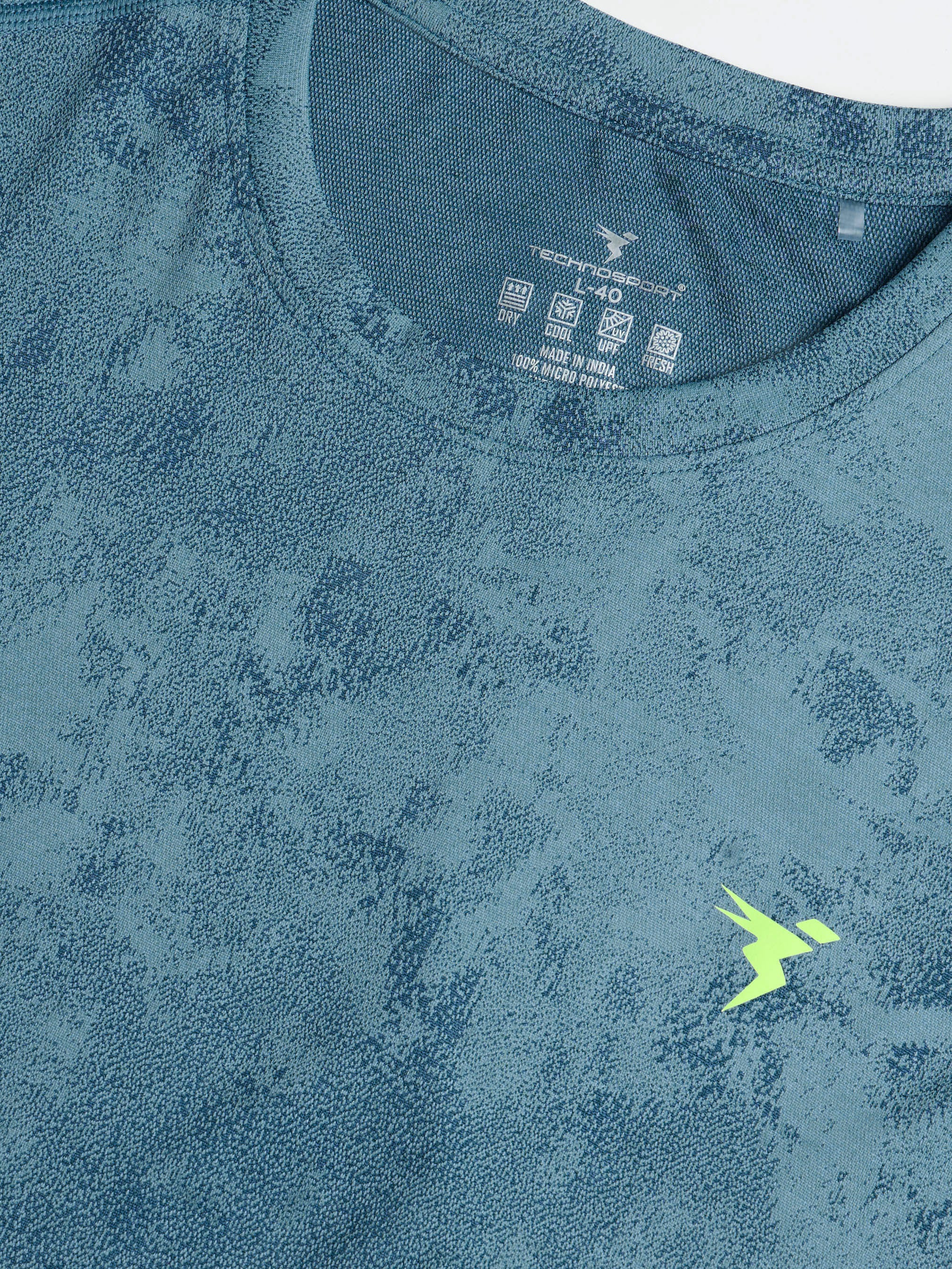 Men Jacquard Slim Fit Crew Neck T-shirt with DOUBLE COOL - Image 8