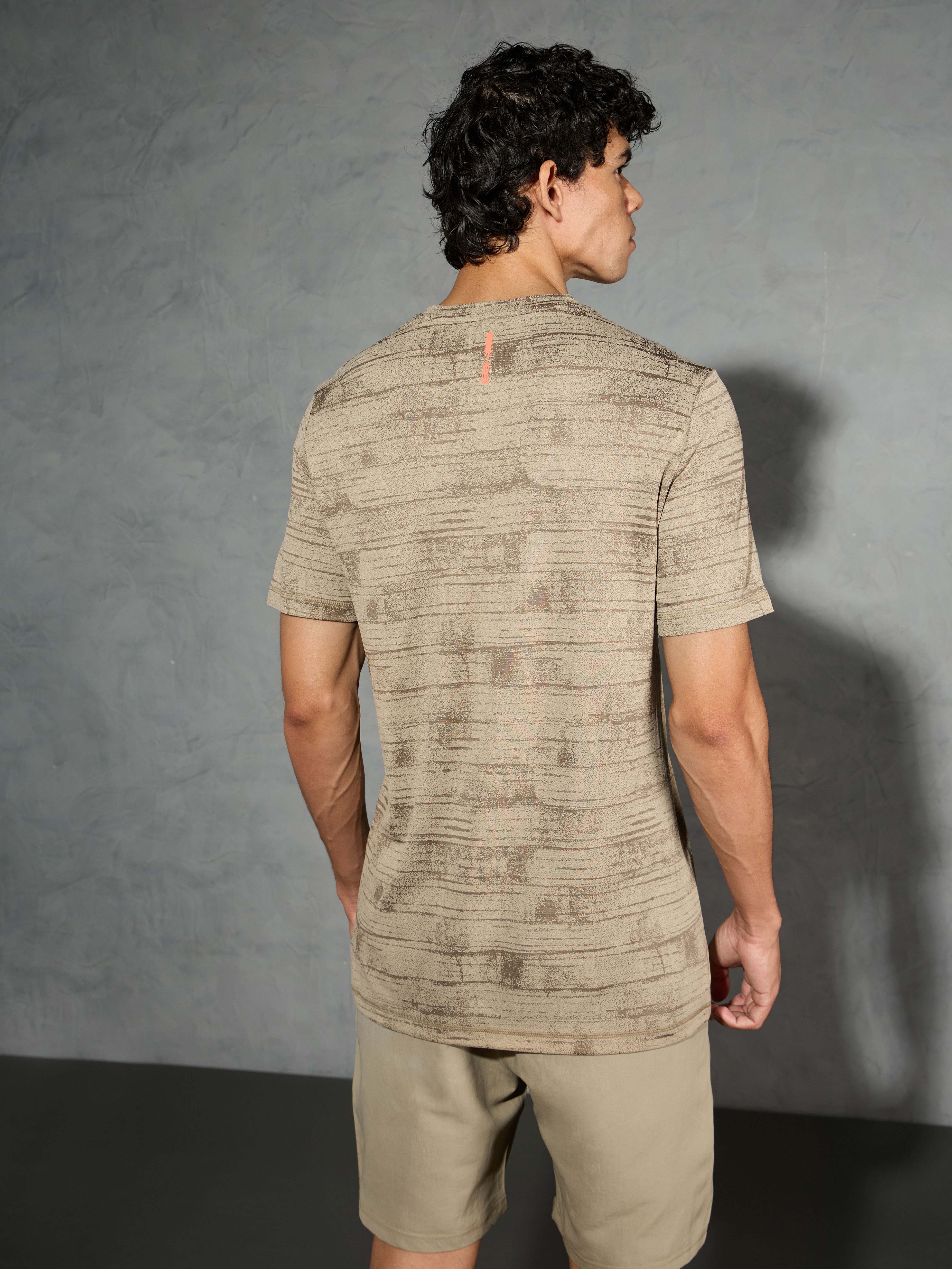 Men Jacquard Slim Fit Crew Neck T-shirt with DOUBLE COOL - Image 3