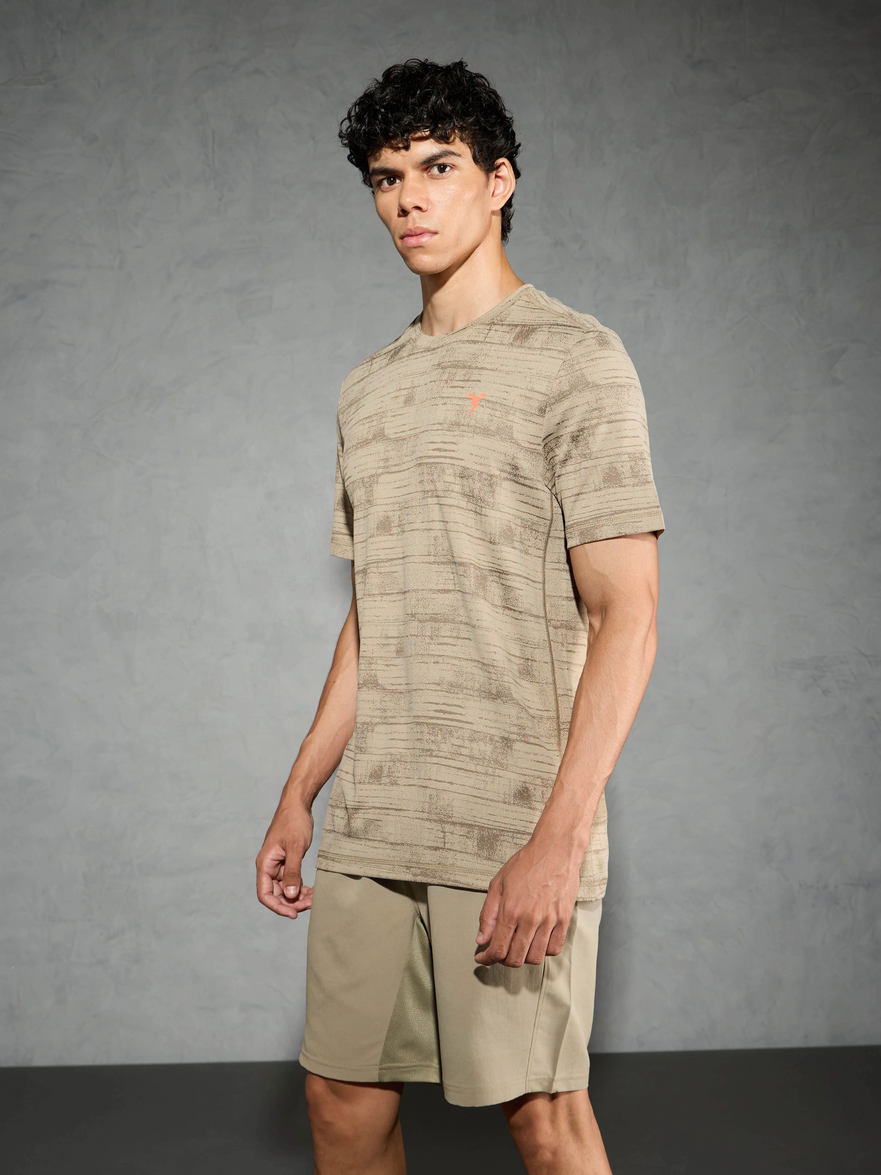 Men Jacquard Slim Fit Crew Neck T-shirt with DOUBLE COOL - Image 4