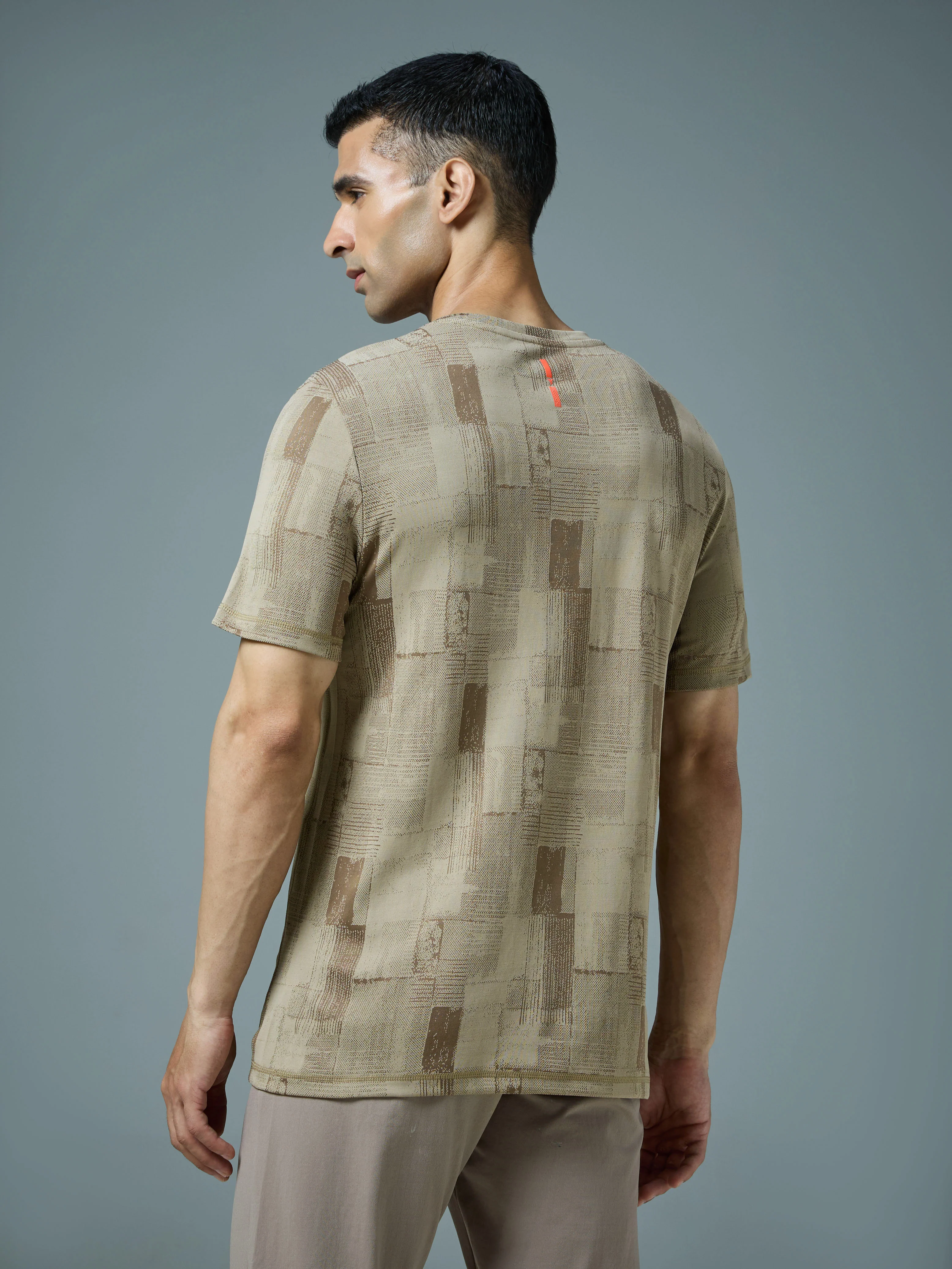 Men Jacquard Slim Fit Crew Neck T-shirt with DOUBLE COOL - Image 3