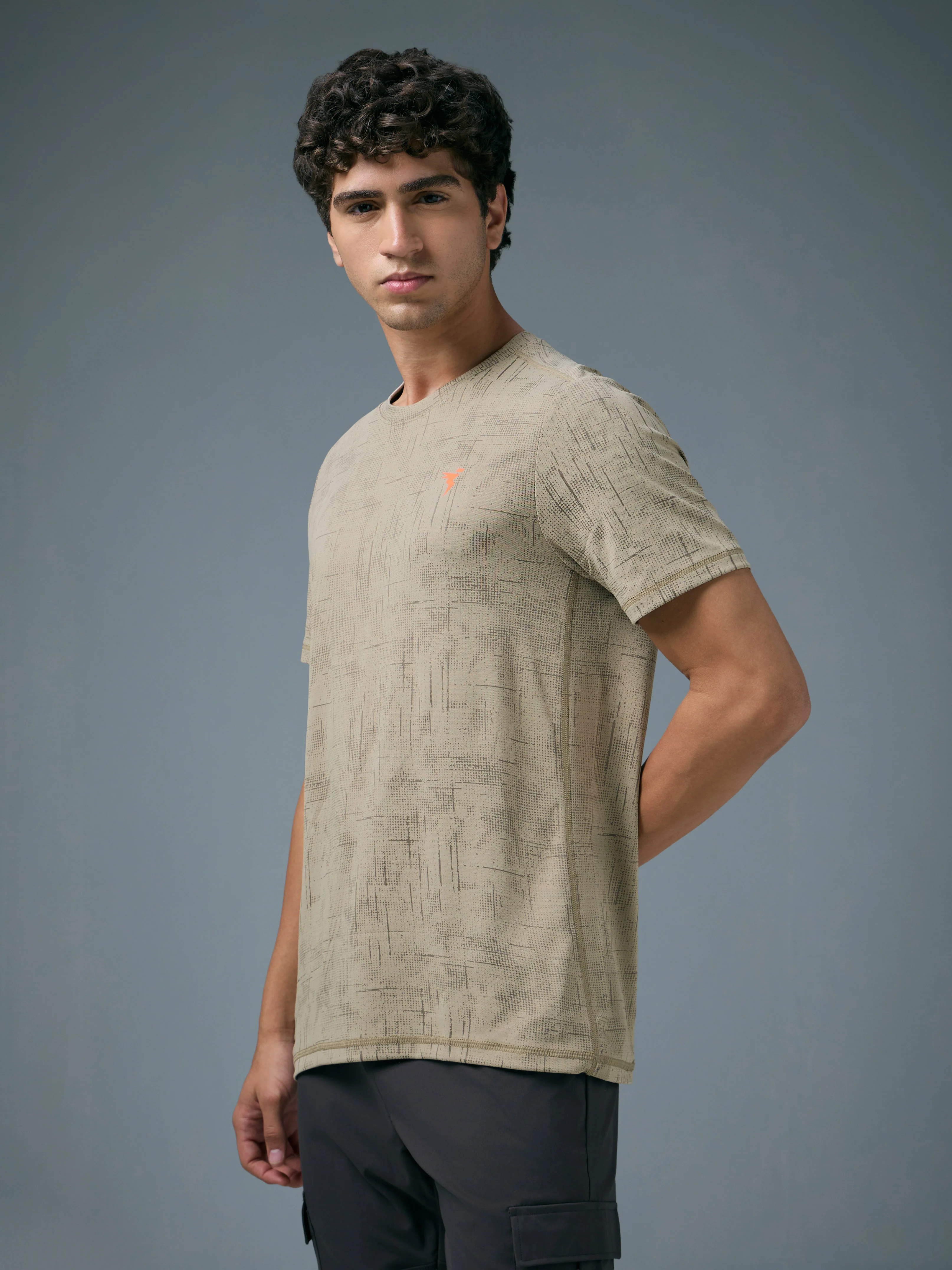 Men Jacquard Slim Fit Crew Neck T-shirt with DOUBLE COOL - Image 4