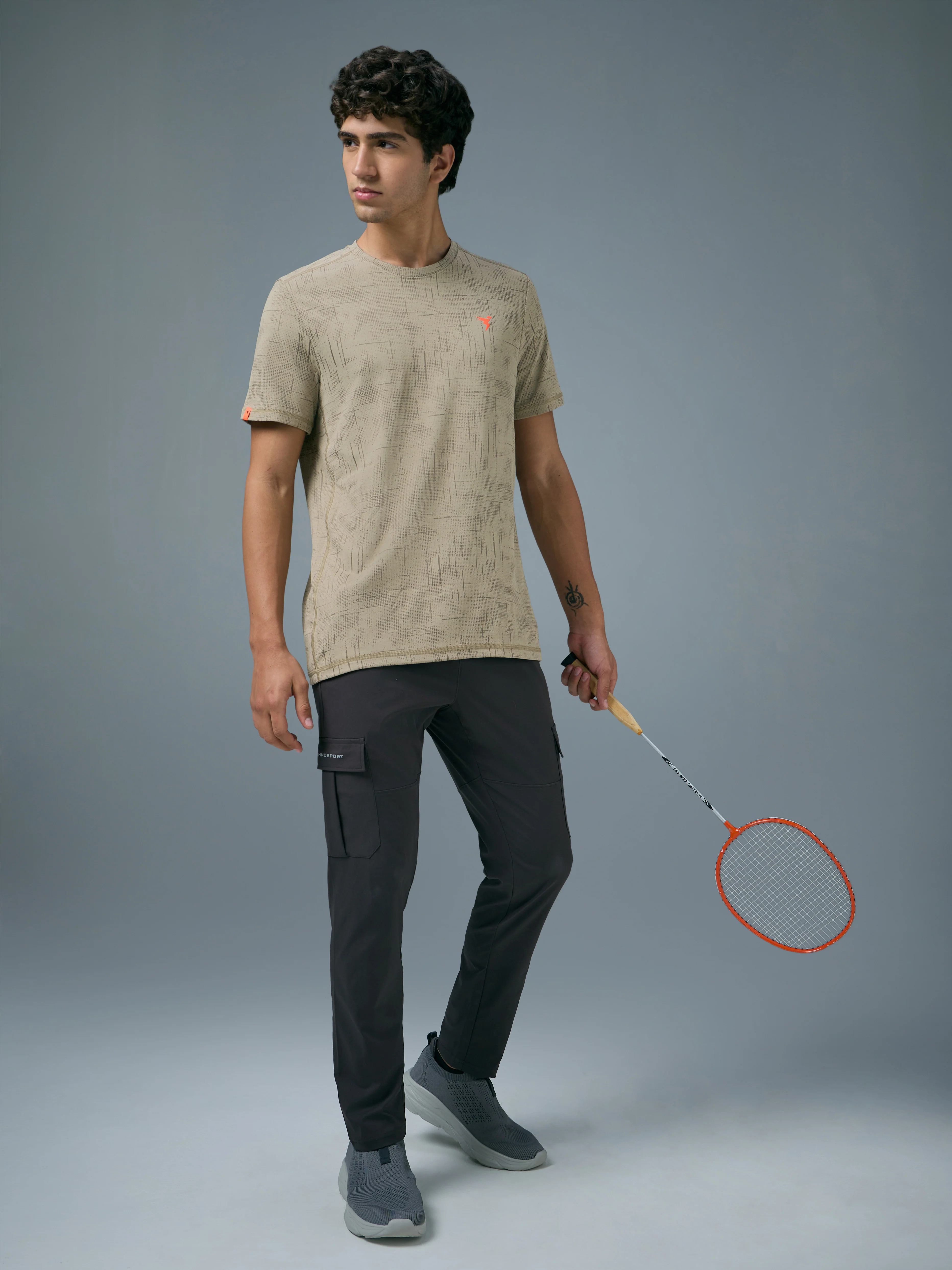 Men Jacquard Slim Fit Crew Neck T-shirt with DOUBLE COOL - Image 5