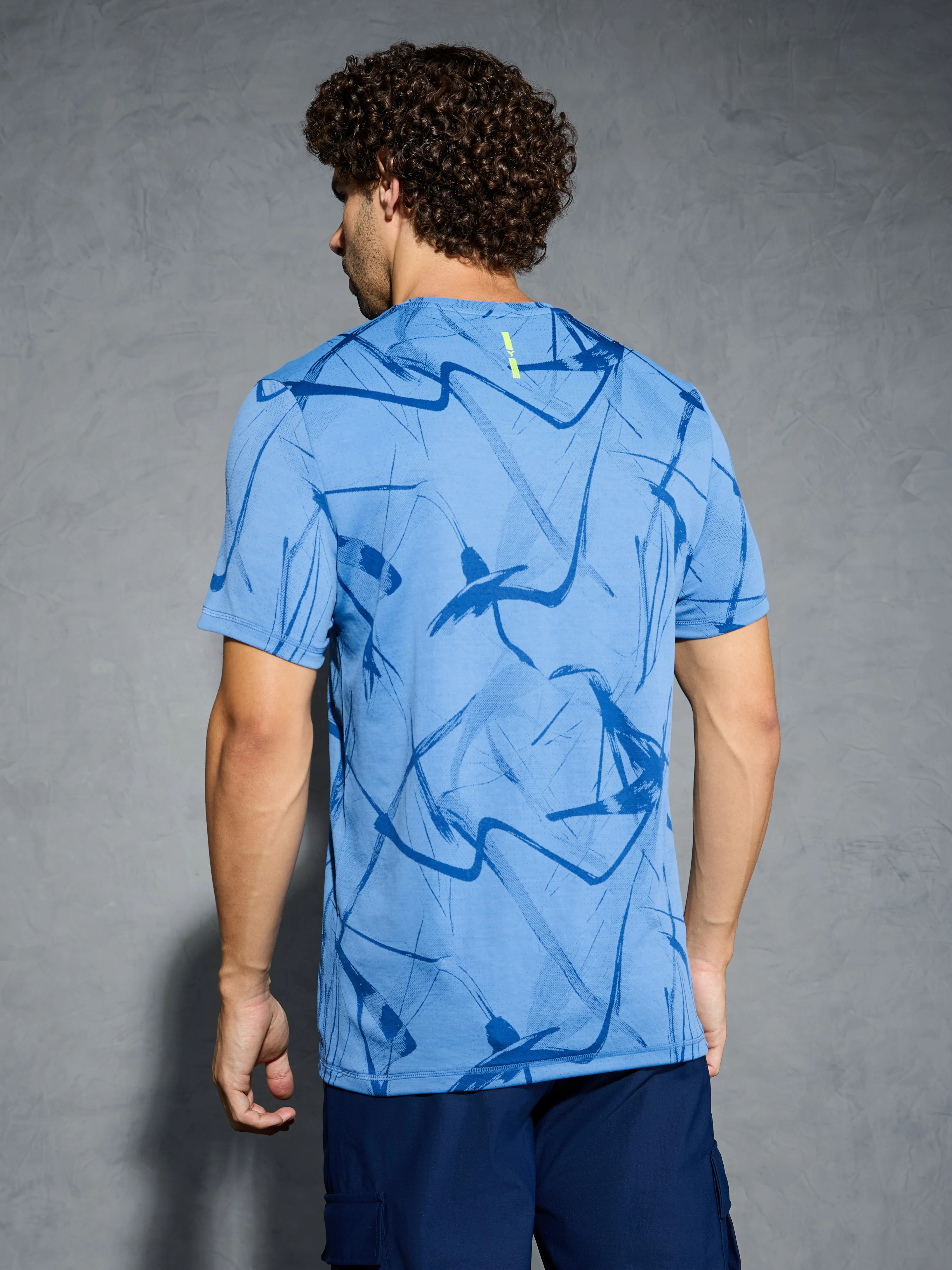 Men Jacquard Slim Fit Crew Neck T-shirt with DOUBLE COOL - Image 3