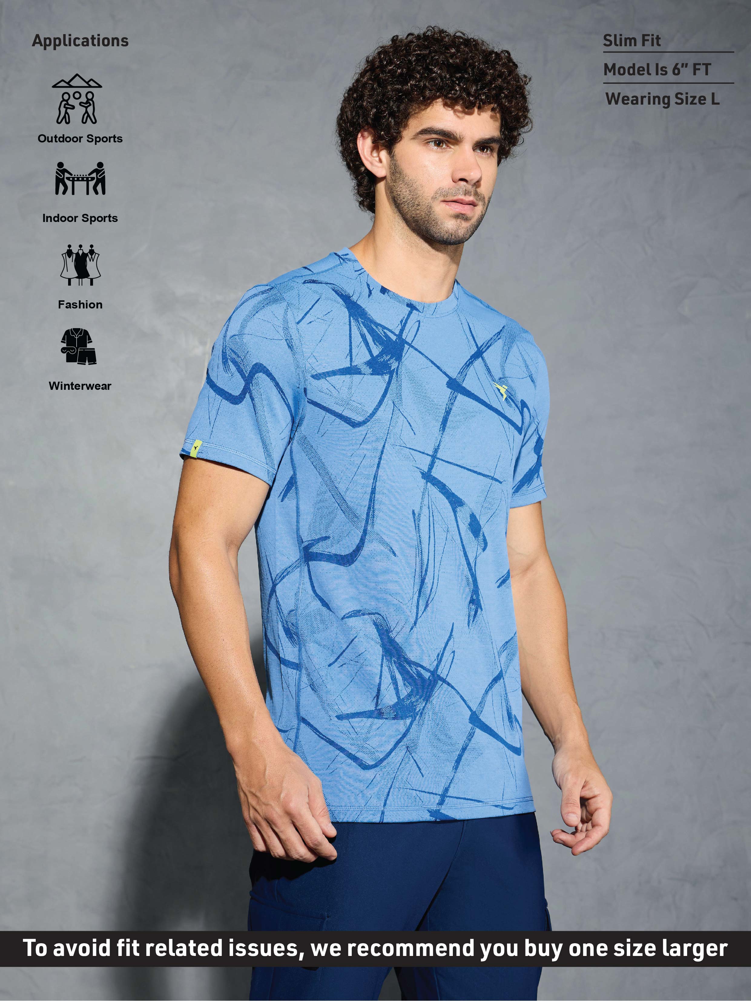 Men Jacquard Slim Fit Crew Neck T-shirt with DOUBLE COOL - Image 5