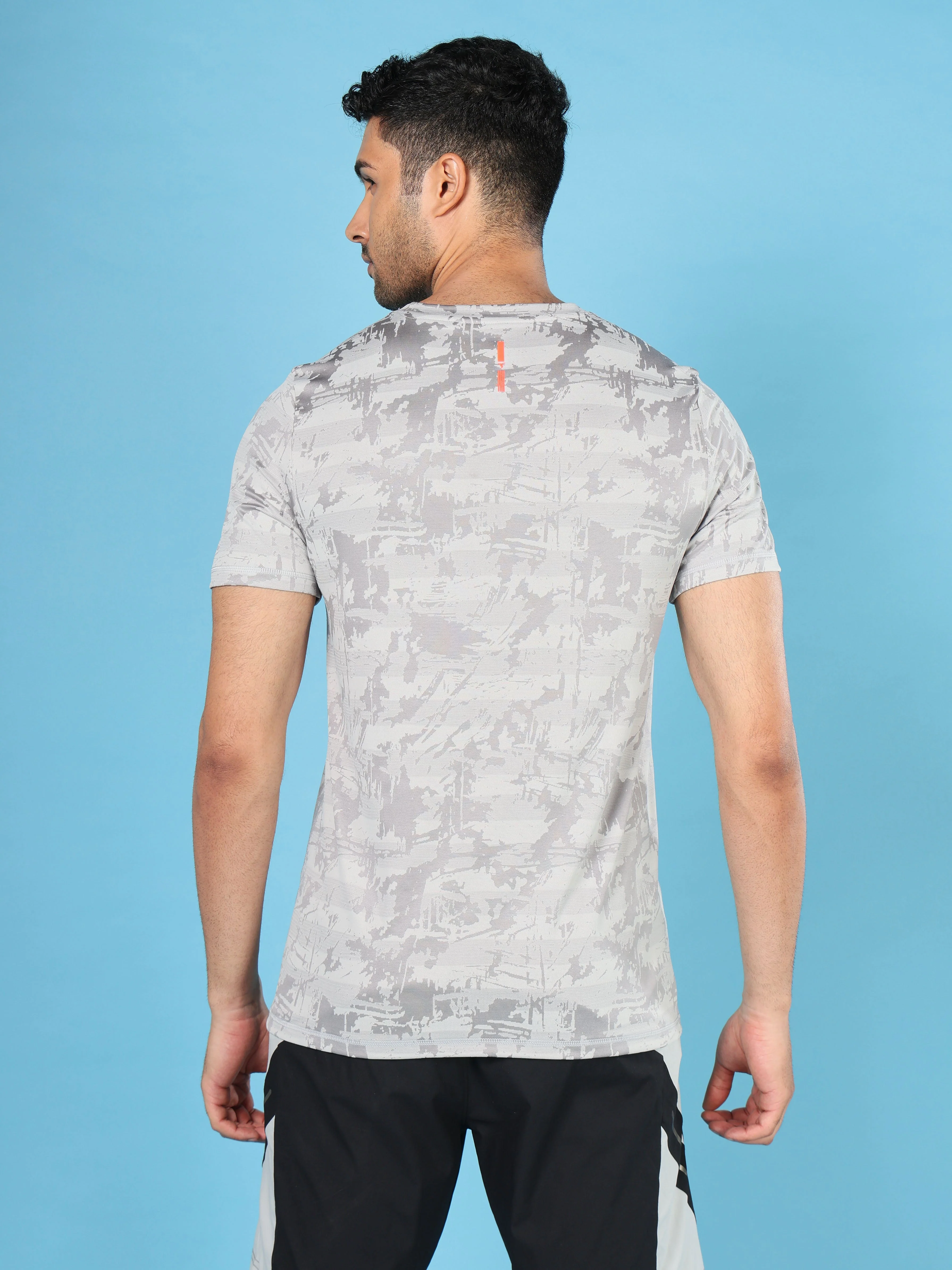 Men Jacquard Slim Fit Crew Neck T-shirt with DOUBLE COOL - Image 3