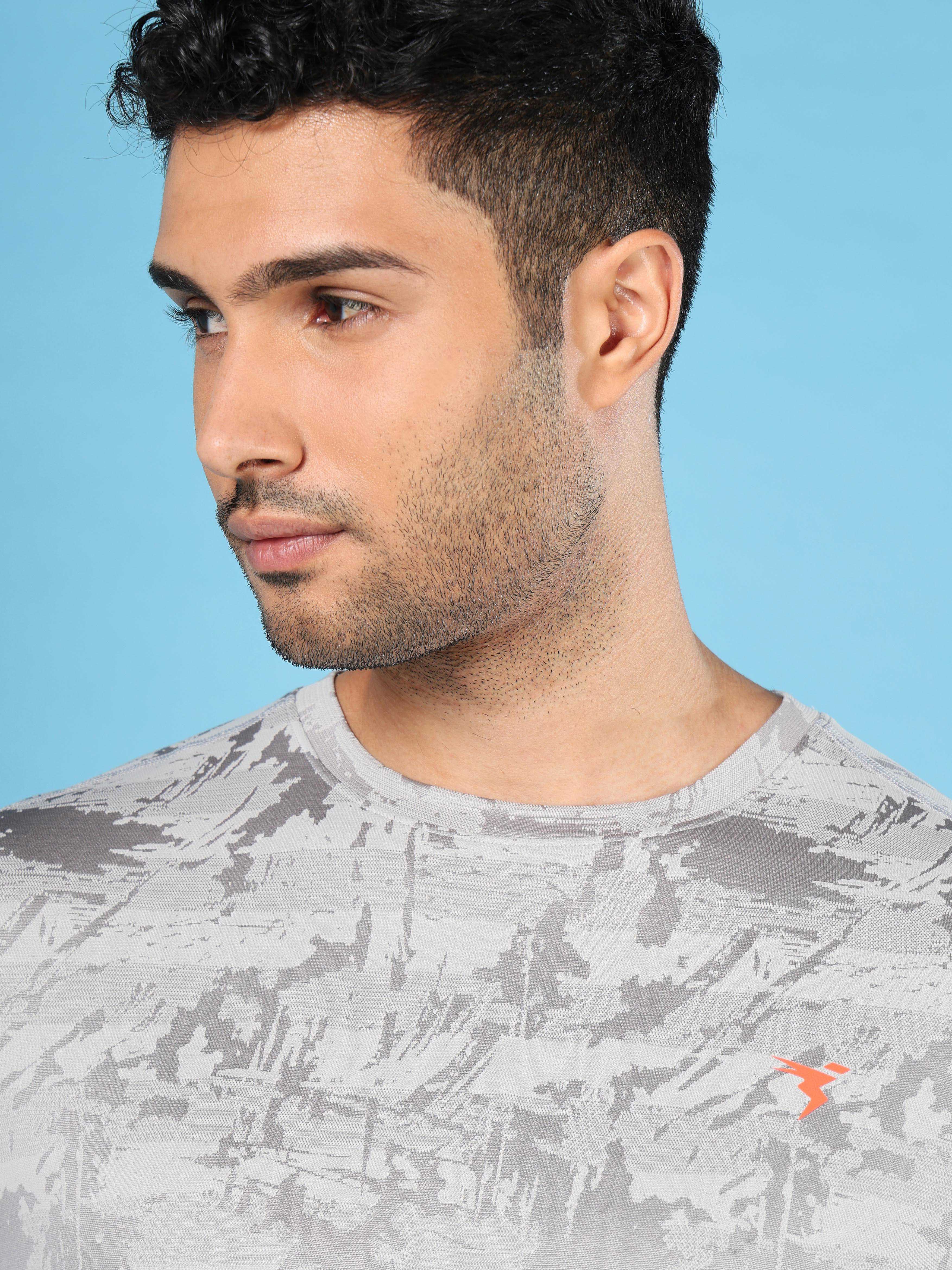 Men Jacquard Slim Fit Crew Neck T-shirt with DOUBLE COOL - Image 5
