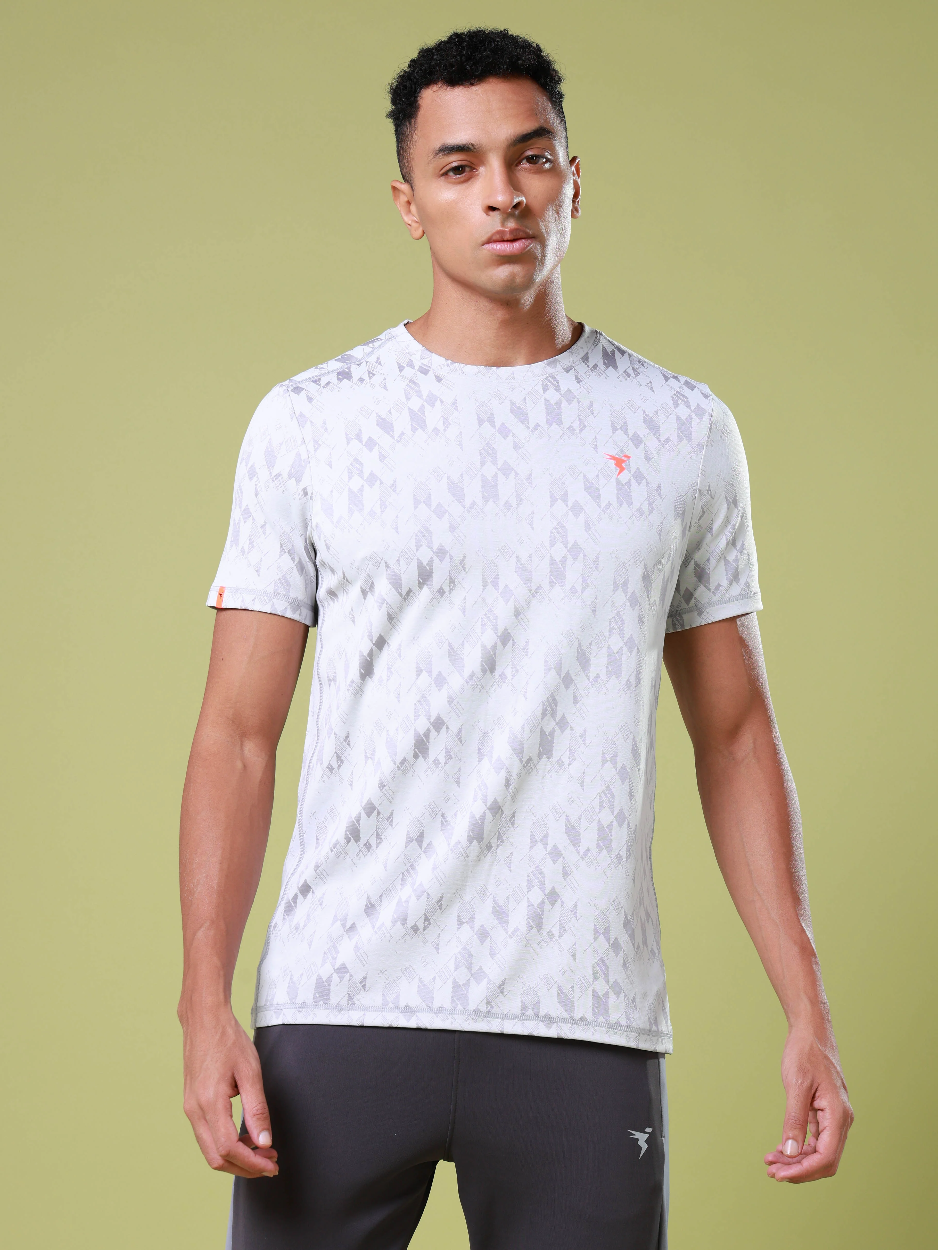 Men Jacquard Slim Fit Crew Neck T-shirt with DOUBLE COOL - Image 2