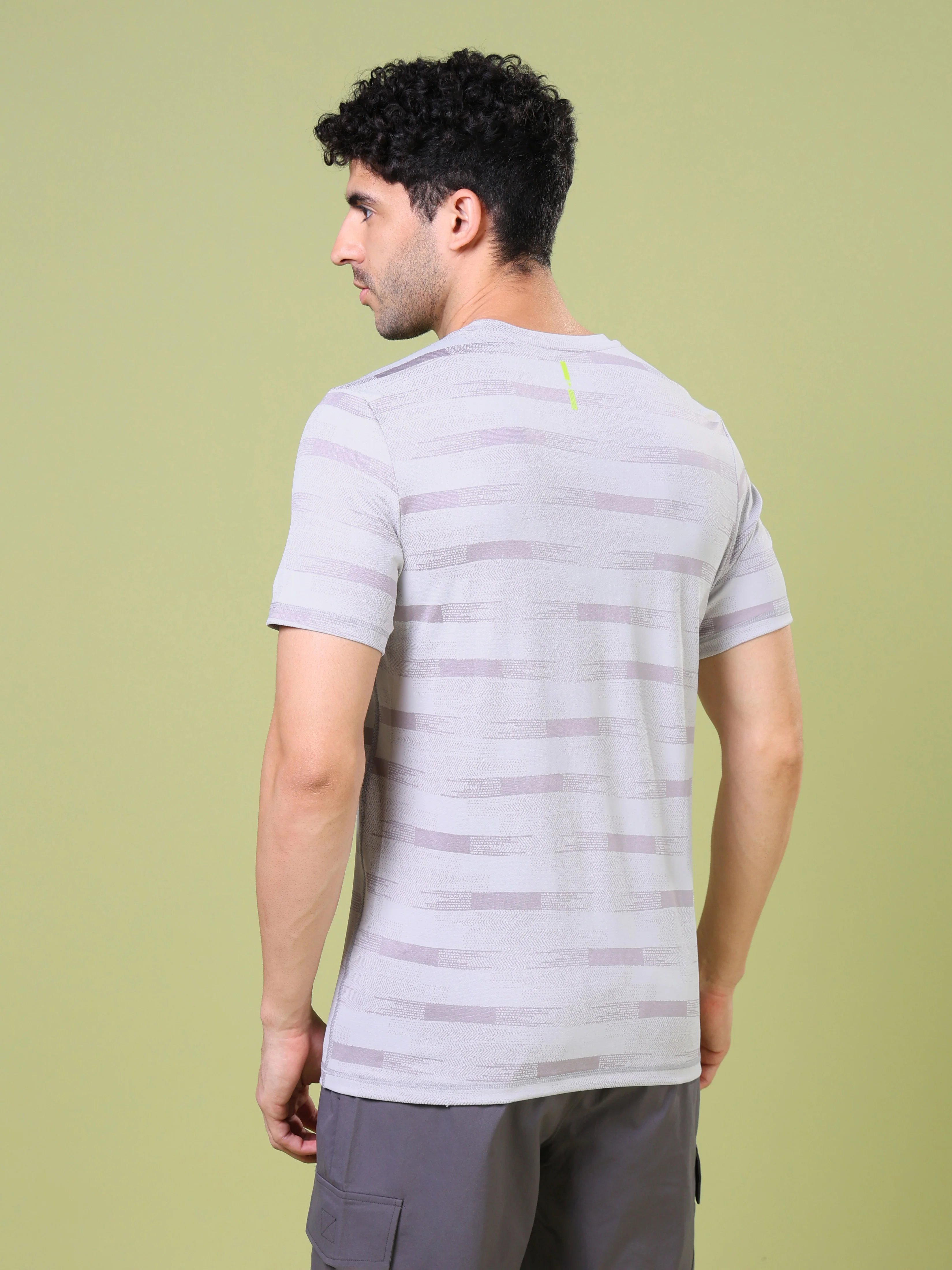 Men Jacquard Slim Fit Crew Neck T-shirt with DOUBLE COOL - Image 3