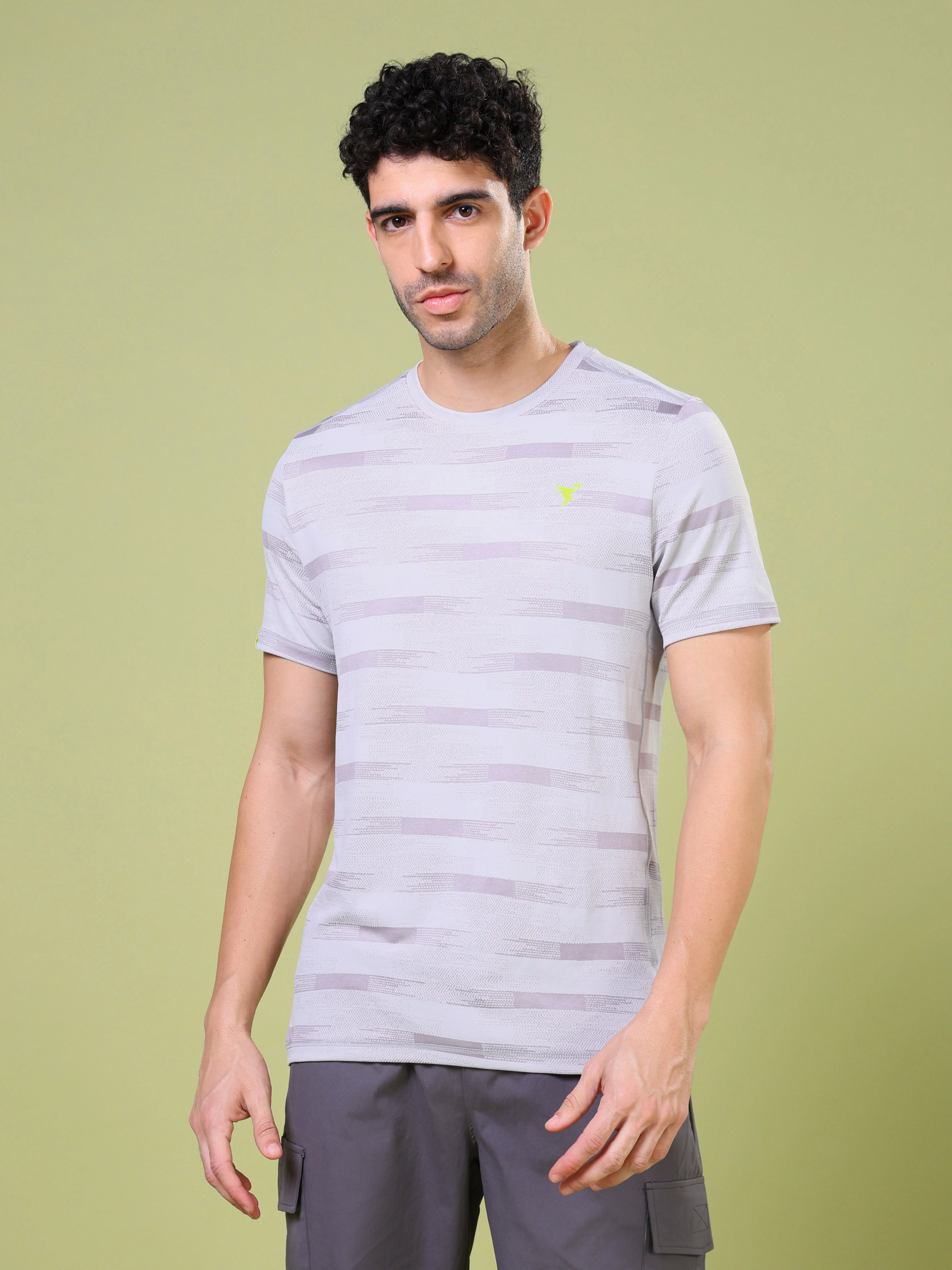 Men Jacquard Slim Fit Crew Neck T-shirt with DOUBLE COOL - Image 4