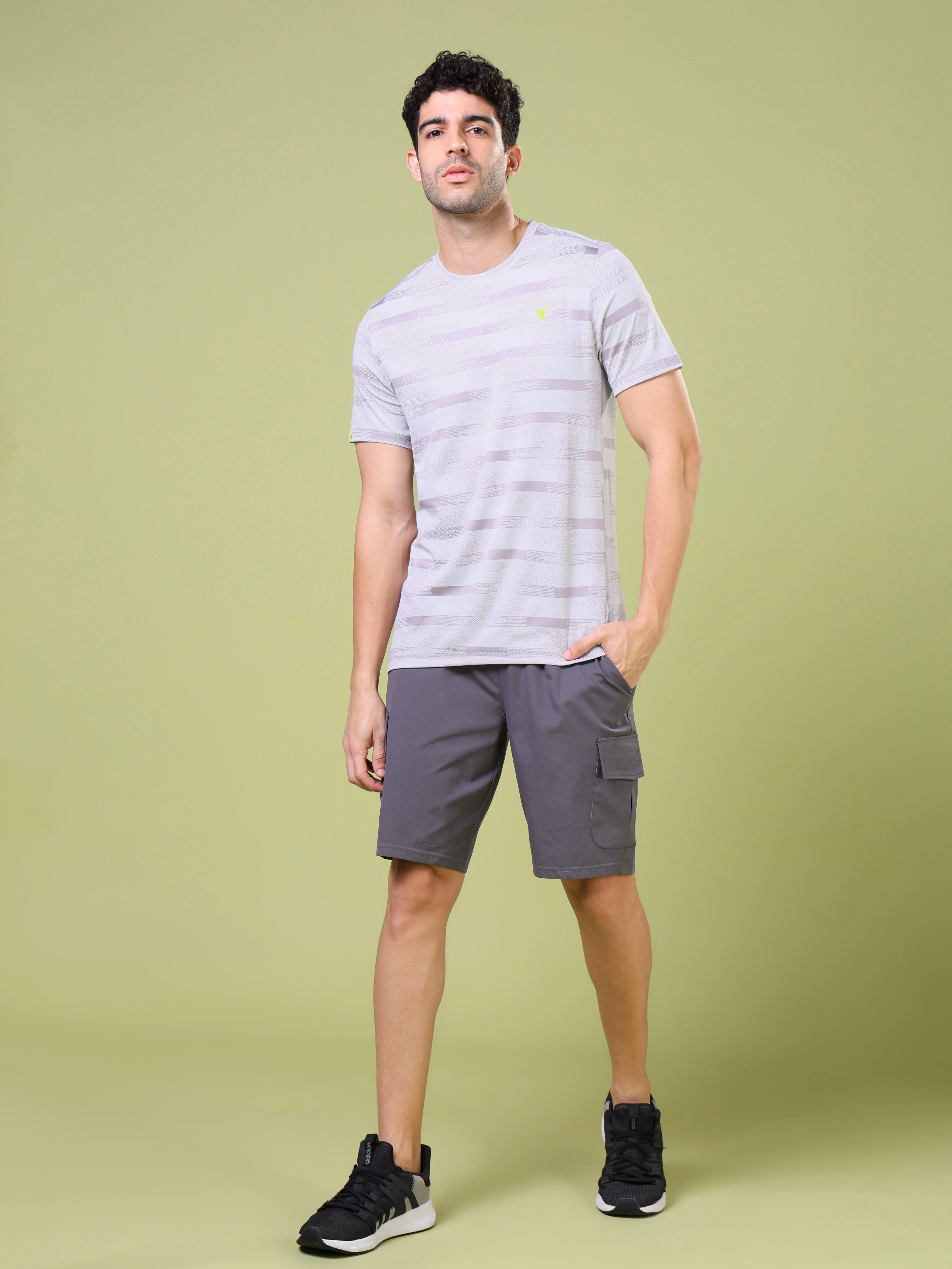 Men Jacquard Slim Fit Crew Neck T-shirt with DOUBLE COOL - Image 5