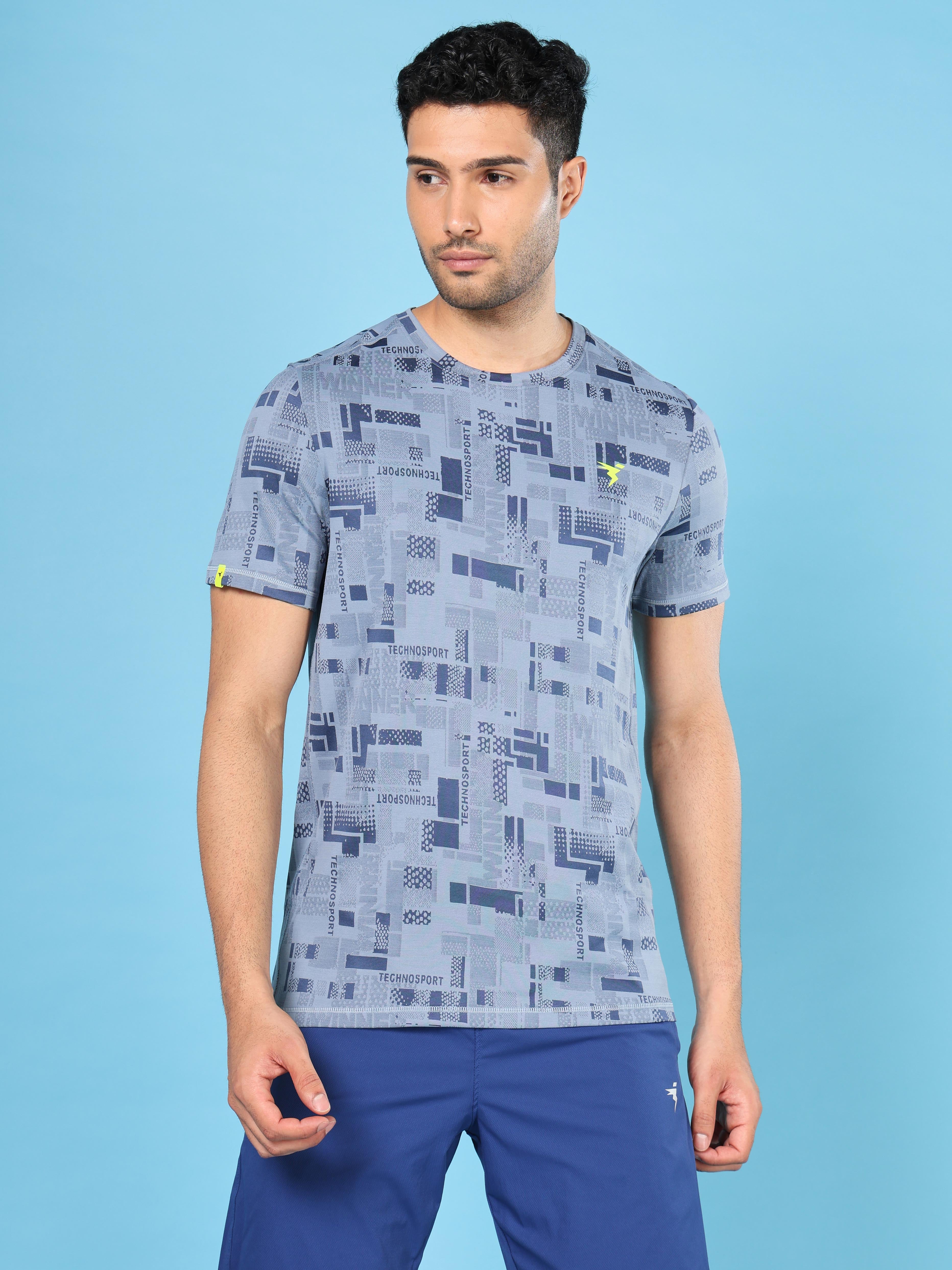 Men Jacquard Slim Fit Crew Neck T-shirt with DOUBLE COOL - Image 3