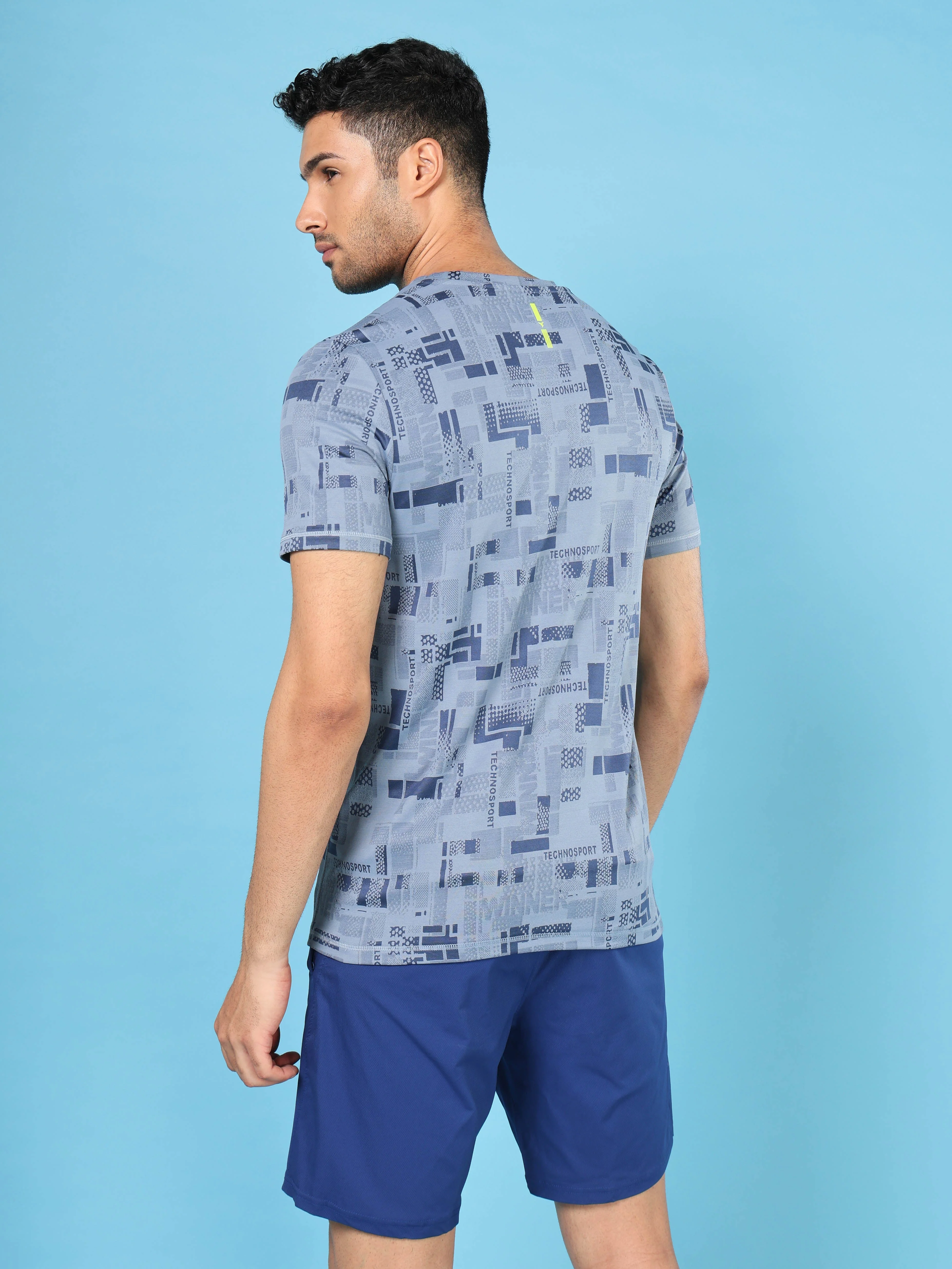 Men Jacquard Slim Fit Crew Neck T-shirt with DOUBLE COOL - Image 4