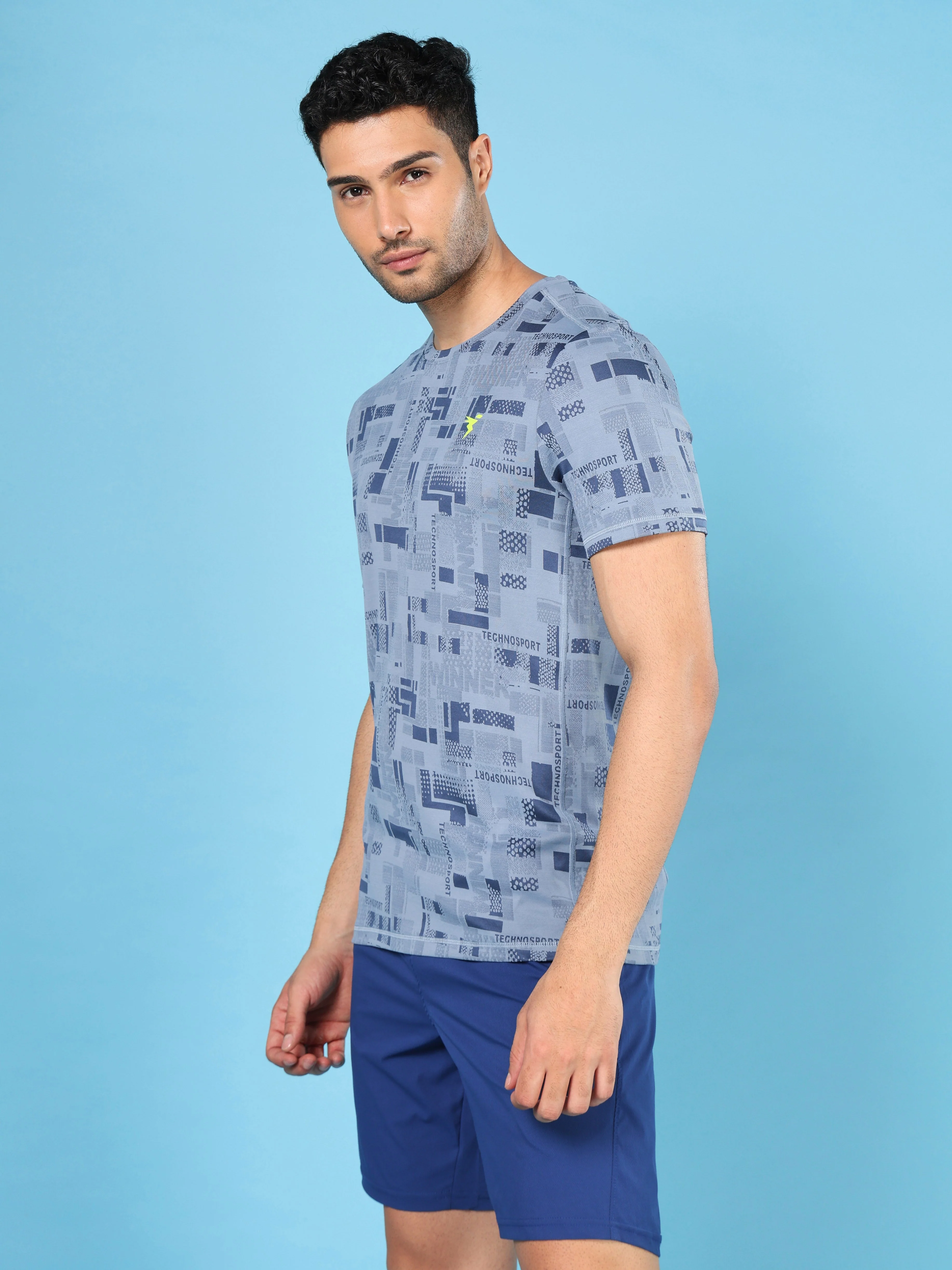 Men Jacquard Slim Fit Crew Neck T-shirt with DOUBLE COOL - Image 5