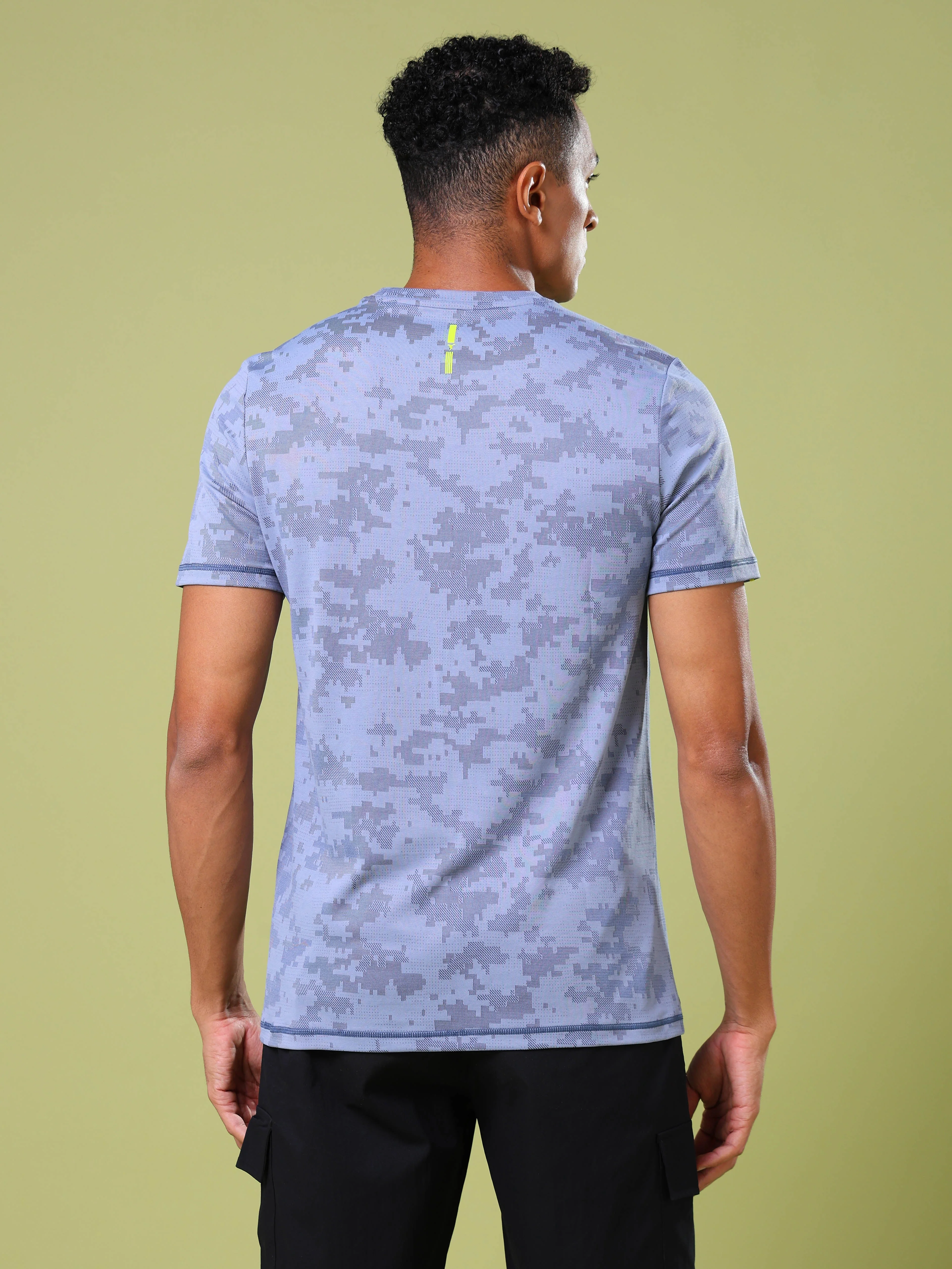 Men Jacquard Slim Fit Crew Neck T-shirt with DOUBLE COOL - Image 2