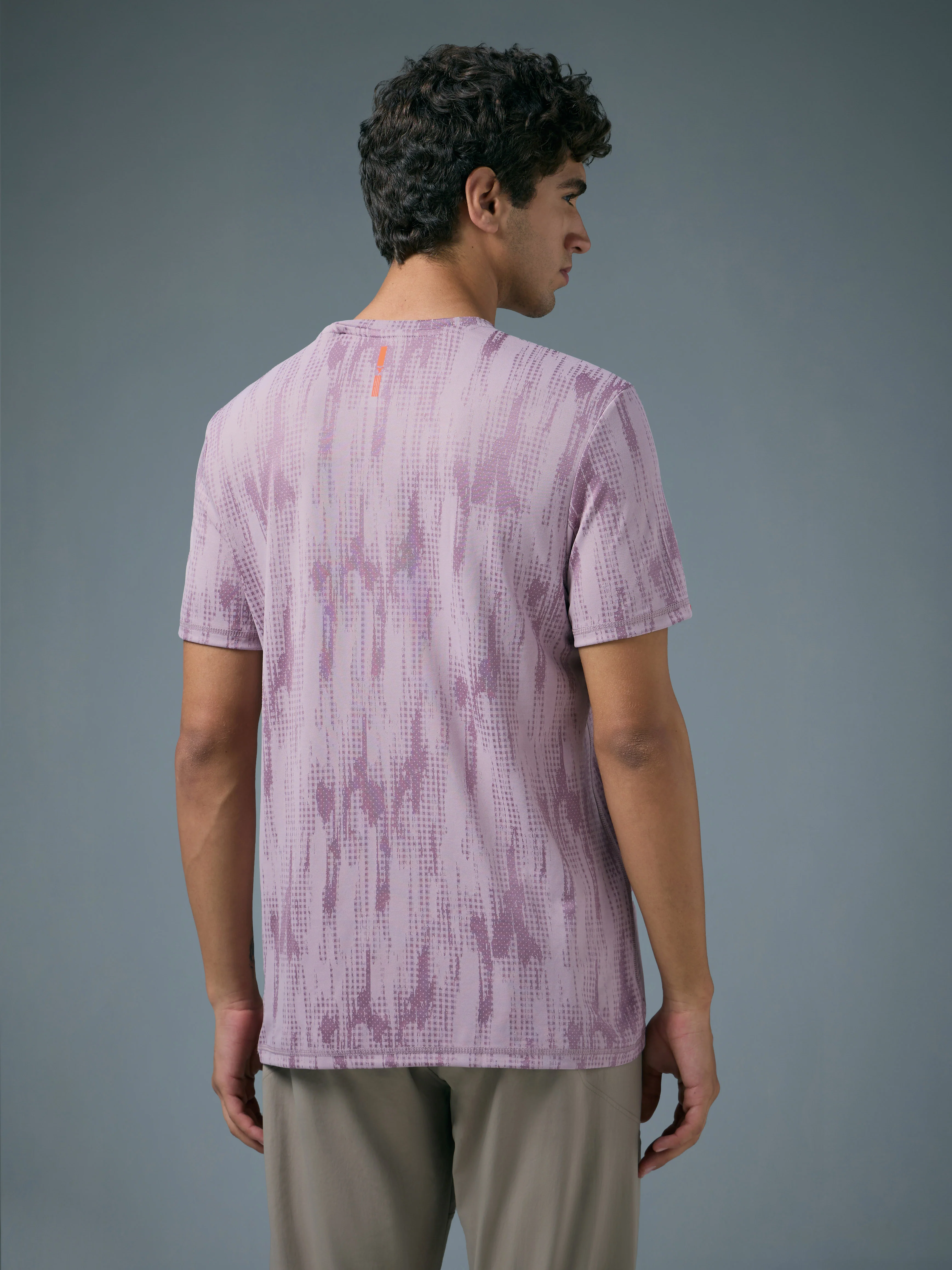 Men Jacquard Slim Fit Crew Neck T-shirt with DOUBLE COOL - Image 3