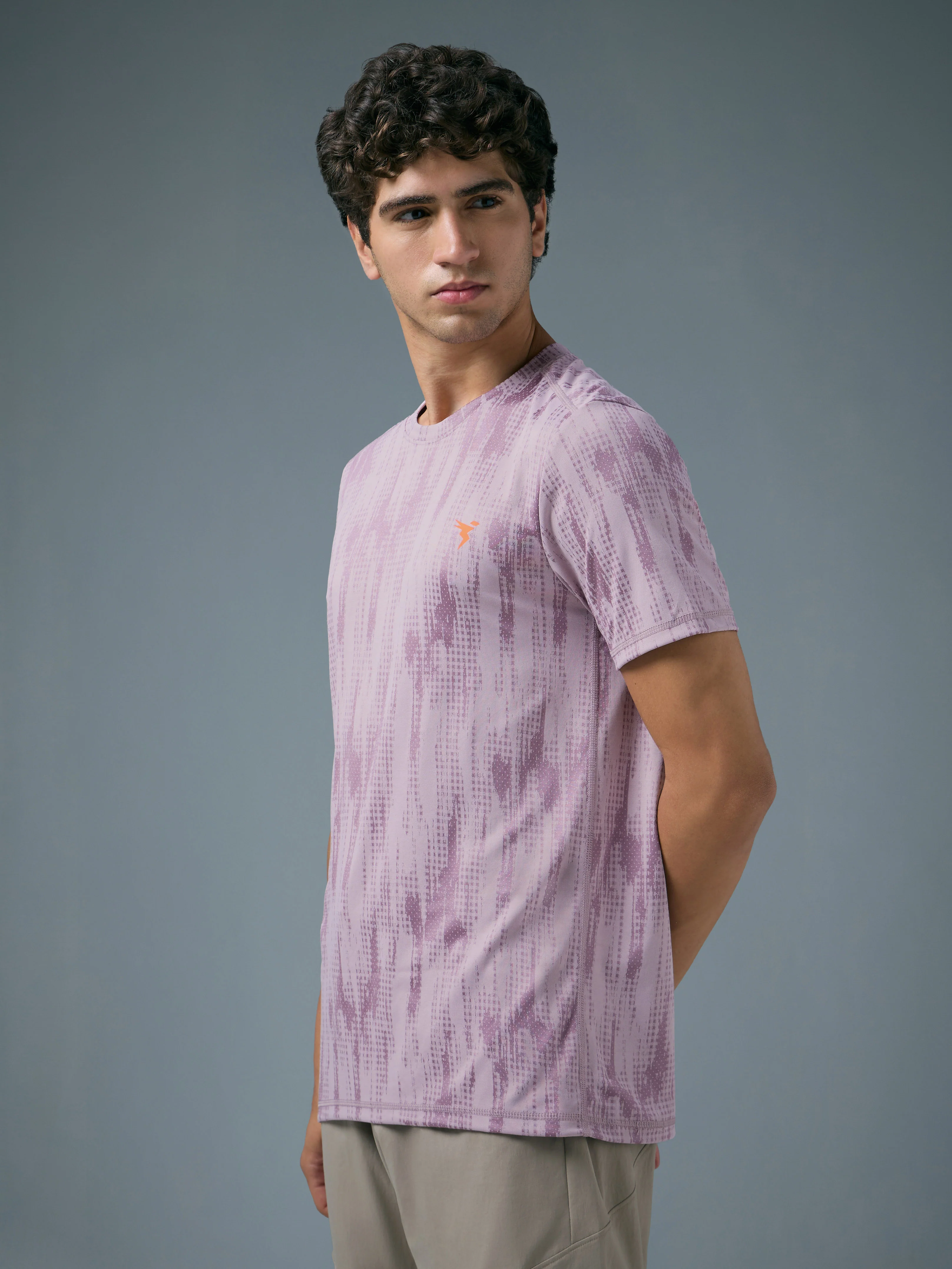 Men Jacquard Slim Fit Crew Neck T-shirt with DOUBLE COOL - Image 4