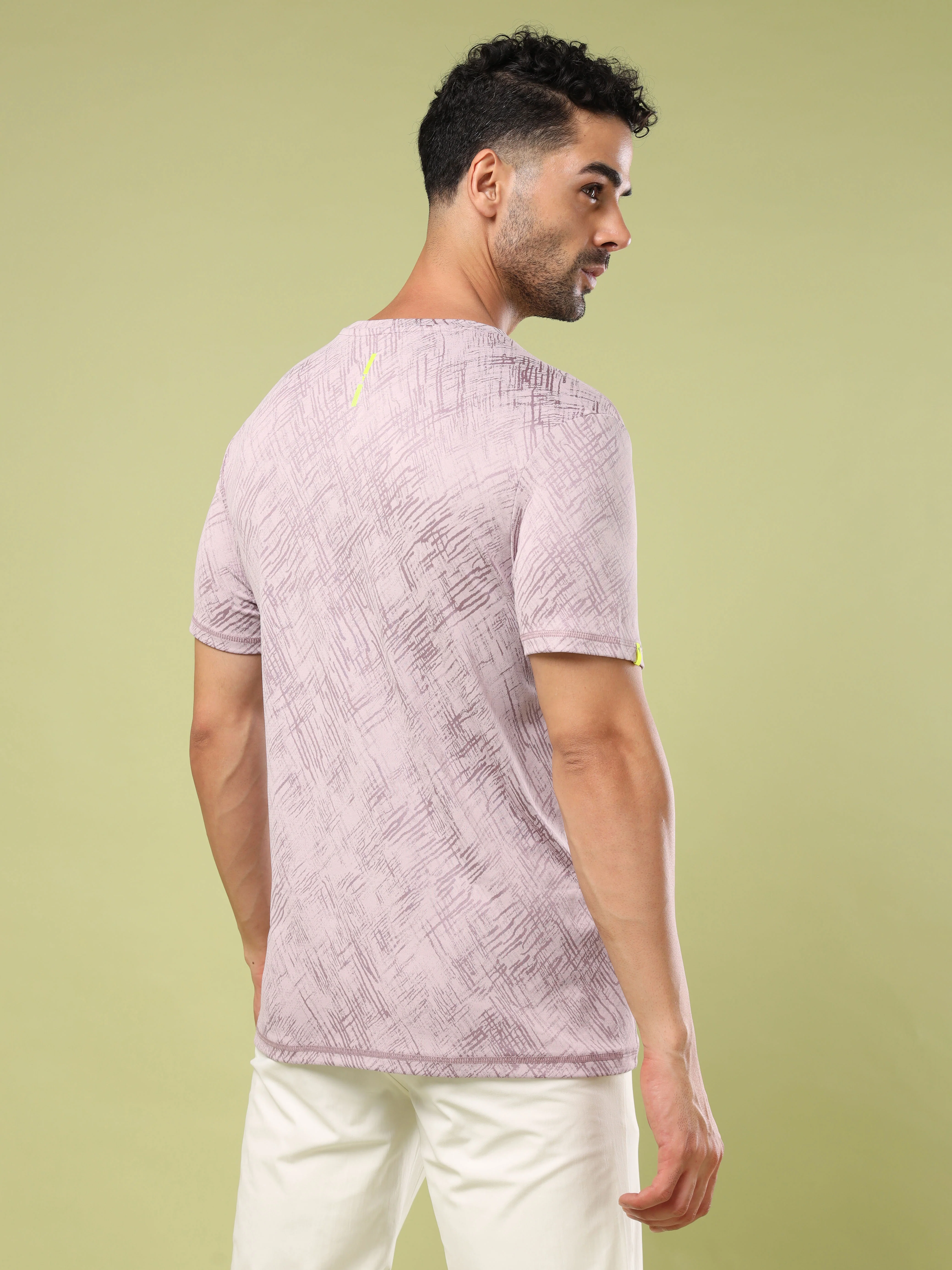 Men Jacquard Slim Fit Crew Neck T-shirt with DOUBLE COOL - Image 3