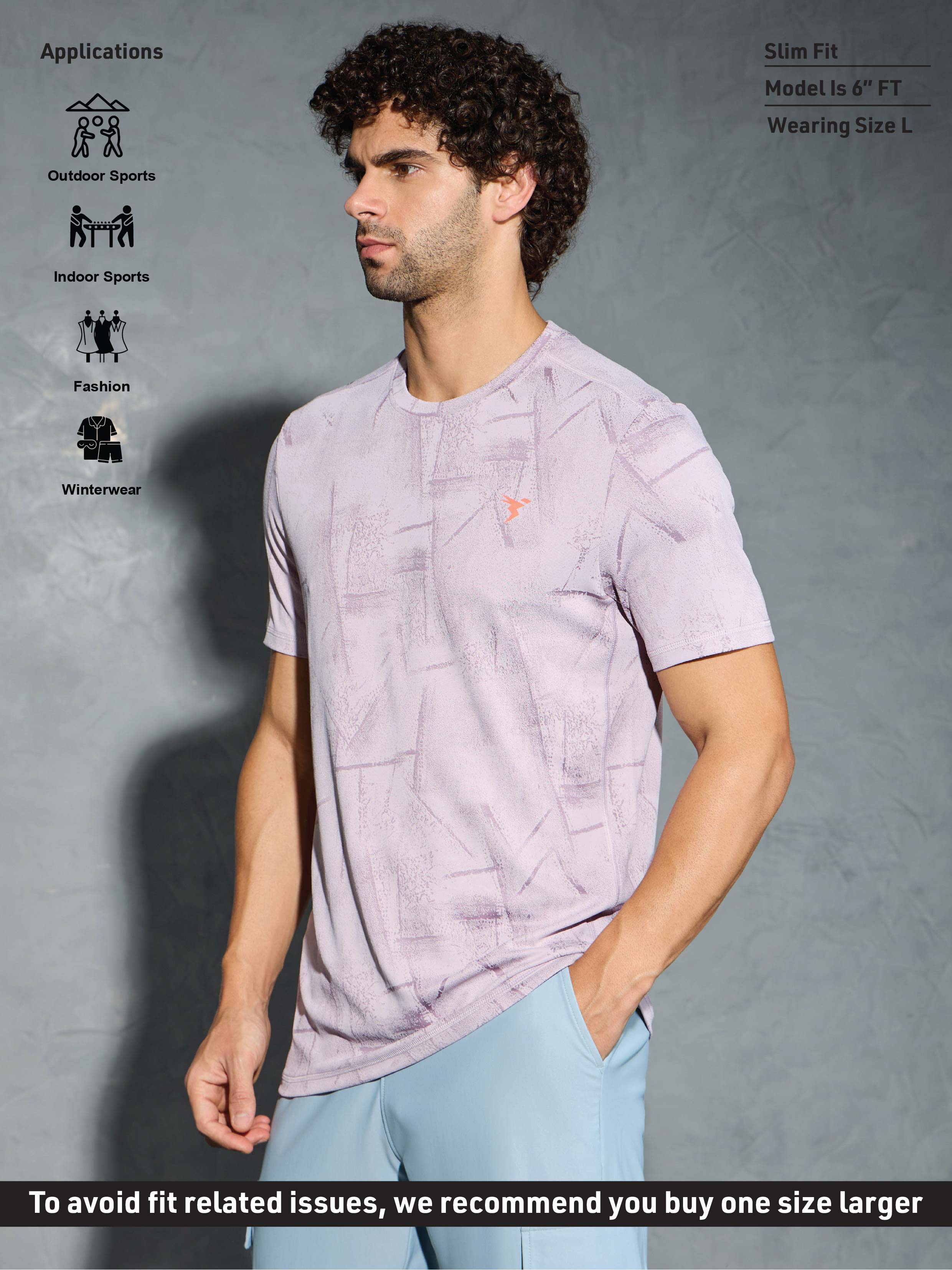 Men Jacquard Slim Fit Crew Neck T-shirt with DOUBLE COOL - Image 3