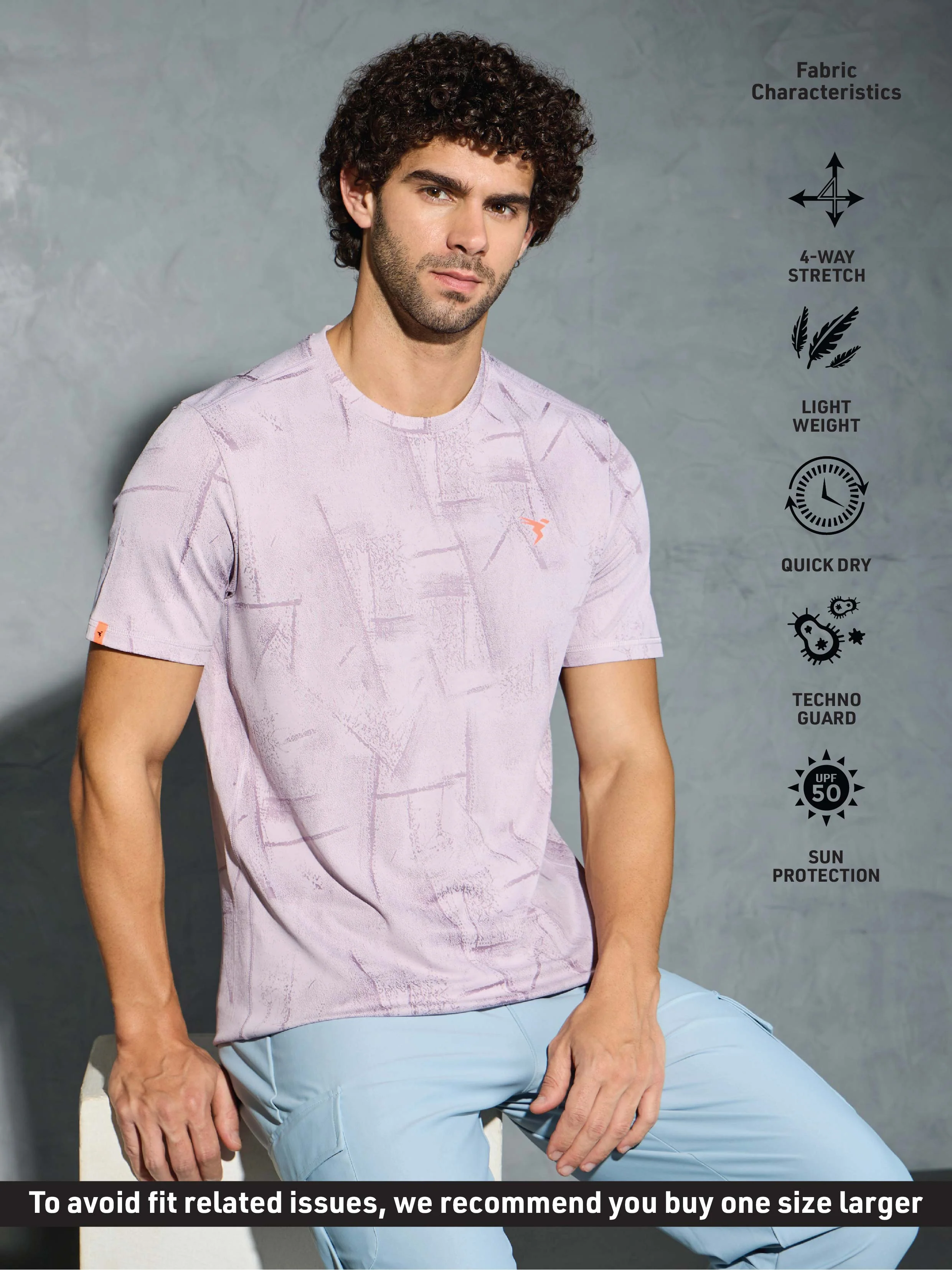 Men Jacquard Slim Fit Crew Neck T-shirt with DOUBLE COOL - Image 4