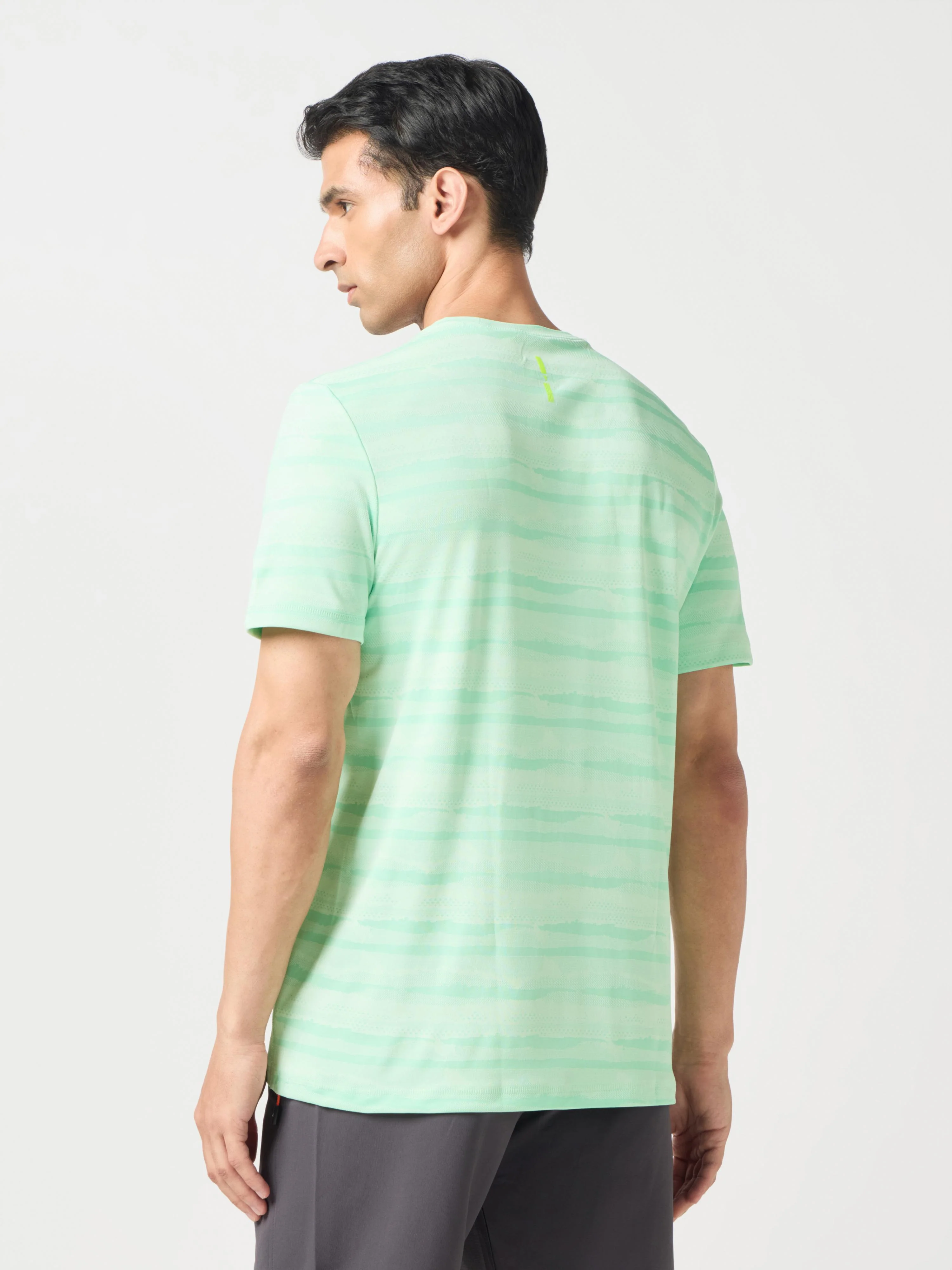 Men Jacquard Slim Fit Crew Neck T-shirt with DOUBLE COOL - Image 3