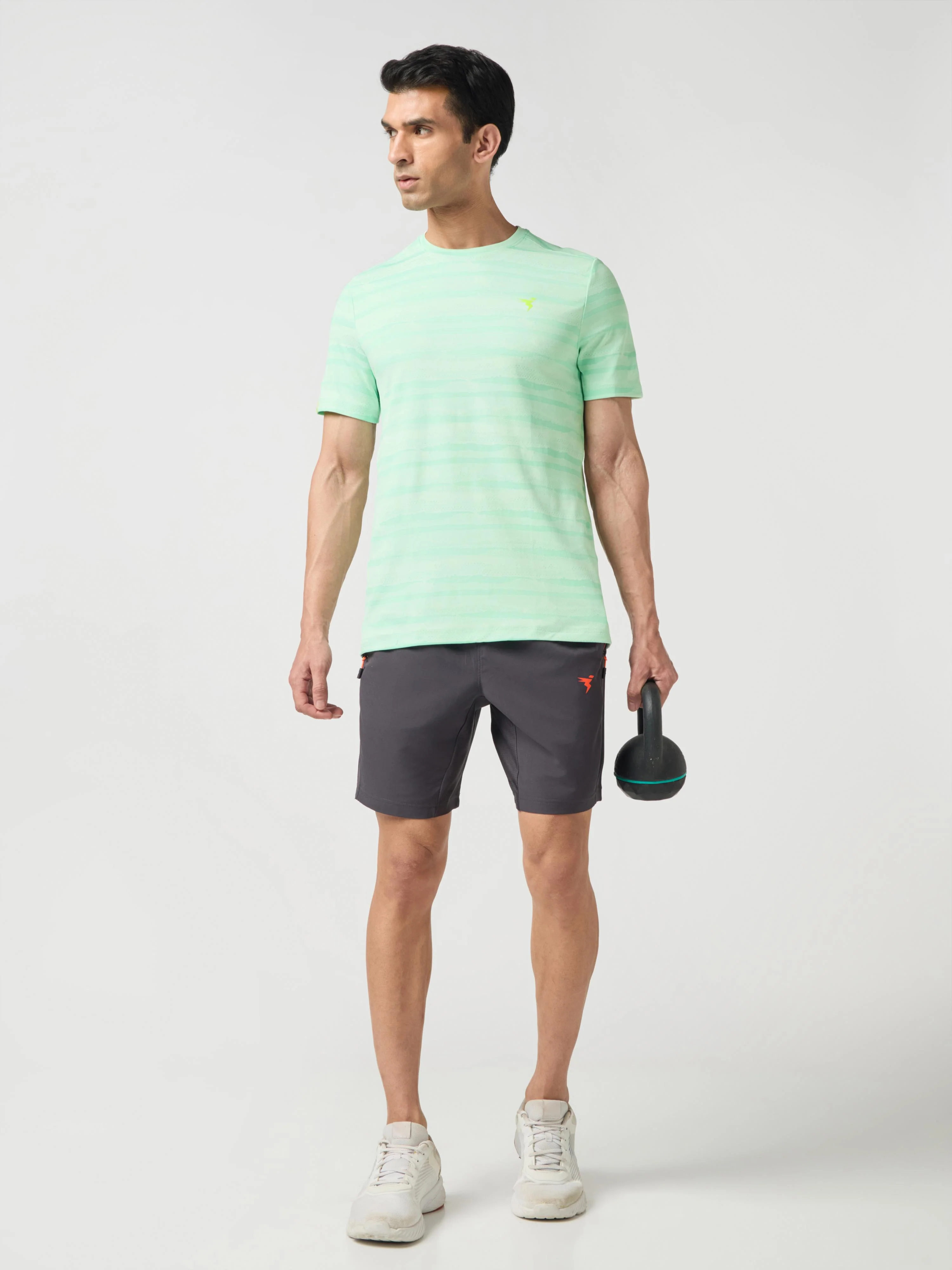 Men Jacquard Slim Fit Crew Neck T-shirt with DOUBLE COOL - Image 5