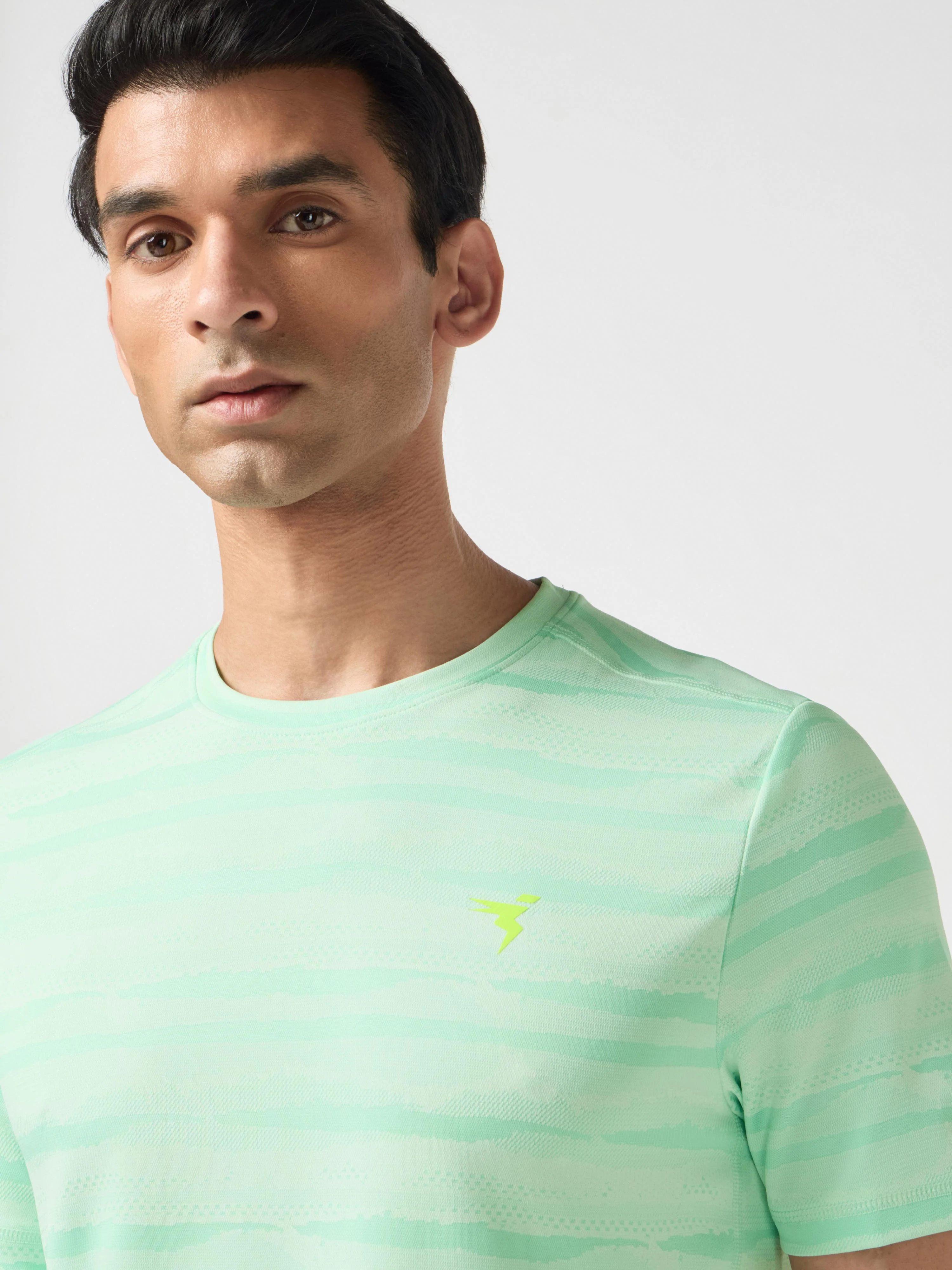 Men Jacquard Slim Fit Crew Neck T-shirt with DOUBLE COOL - Image 6
