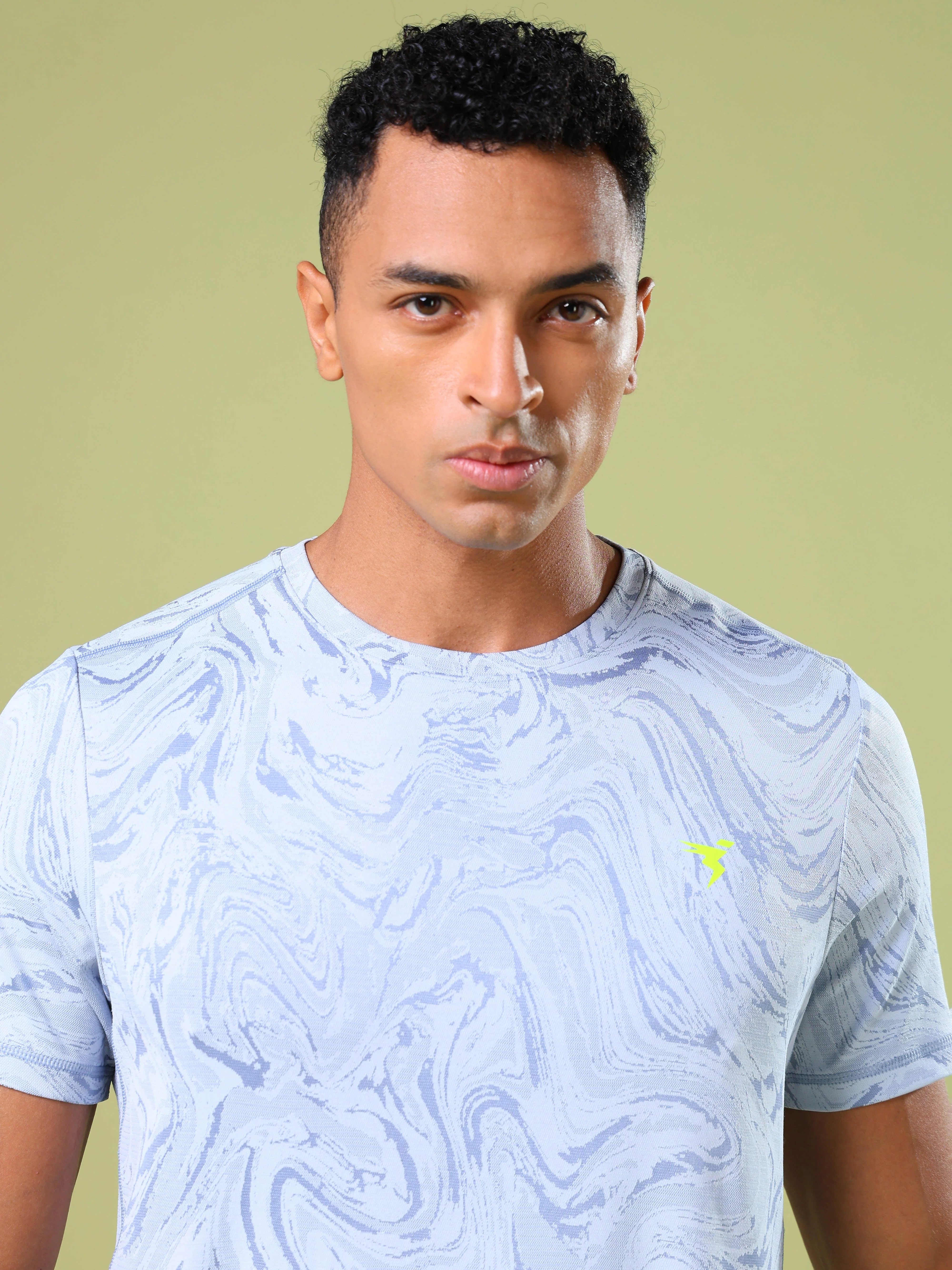 Men Jacquard Slim Fit Crew Neck T-shirt with DOUBLE COOL - Image 5