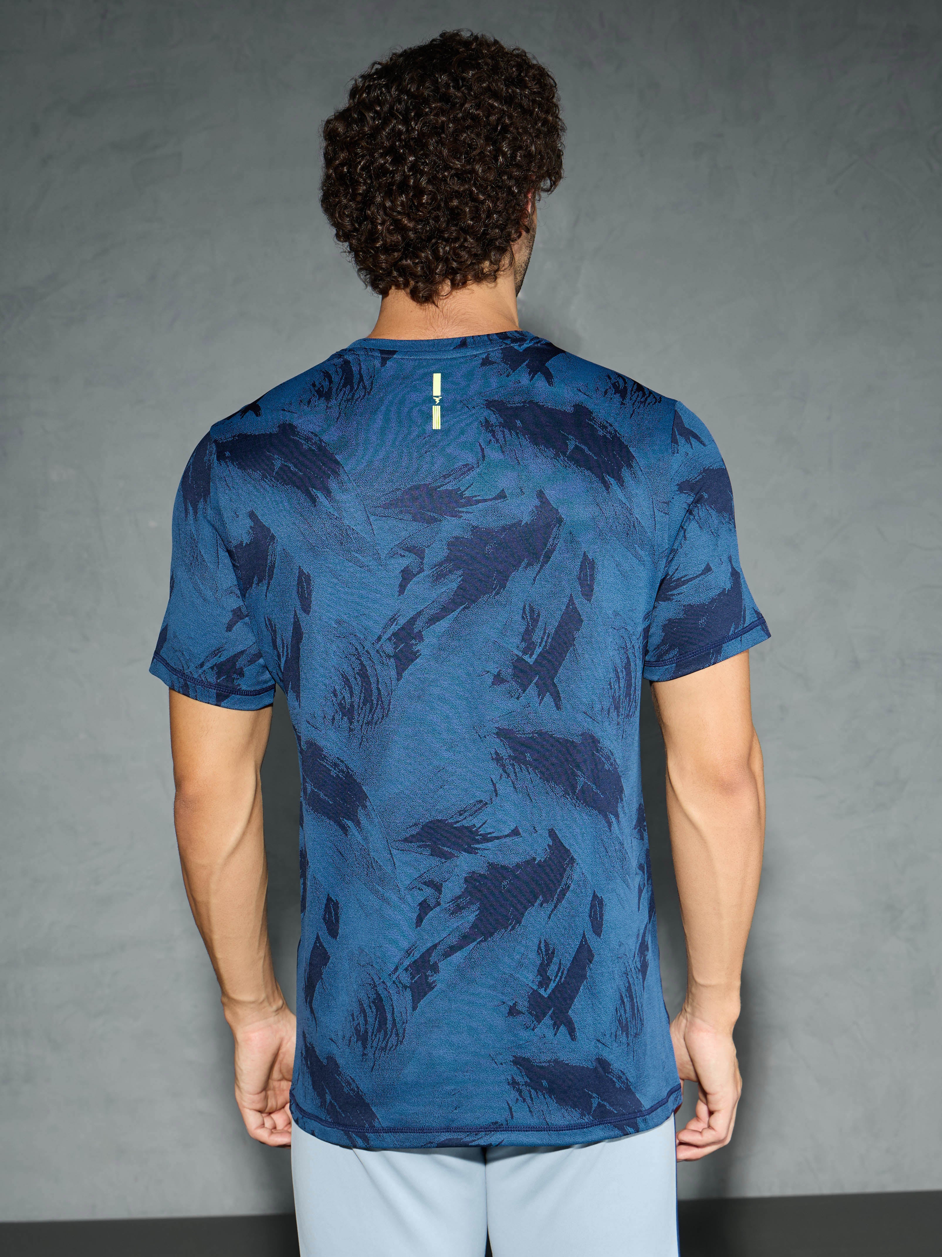 Men Jacquard Slim Fit Crew Neck T-shirt with DOUBLE COOL - Image 2