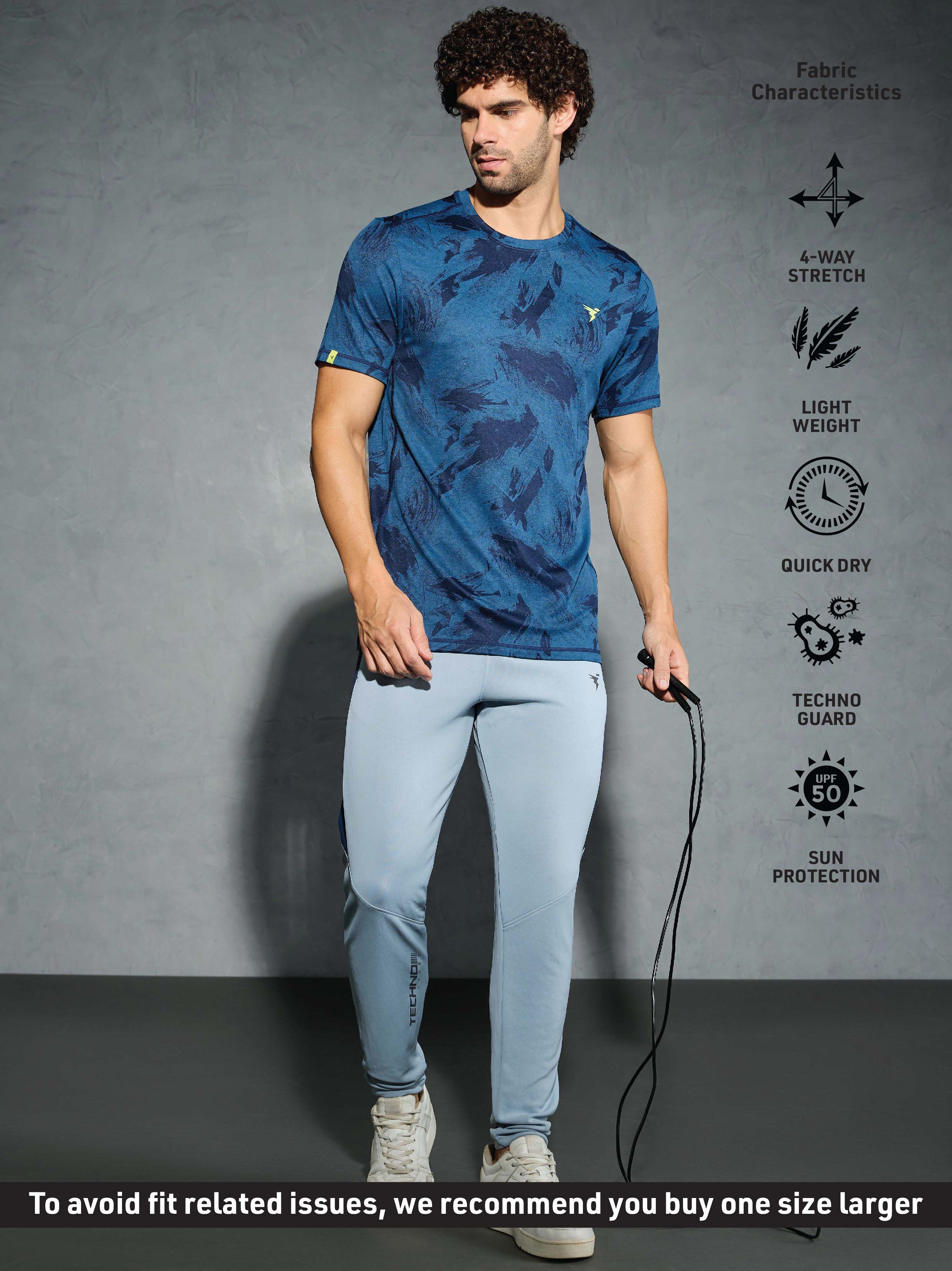 Men Jacquard Slim Fit Crew Neck T-shirt with DOUBLE COOL - Image 4