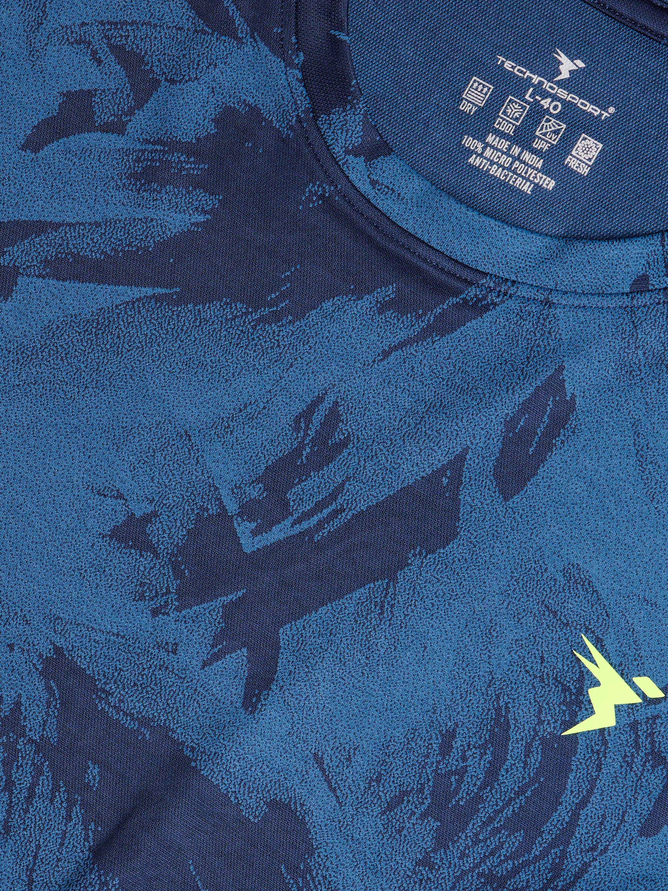 Men Jacquard Slim Fit Crew Neck T-shirt with DOUBLE COOL - Image 6