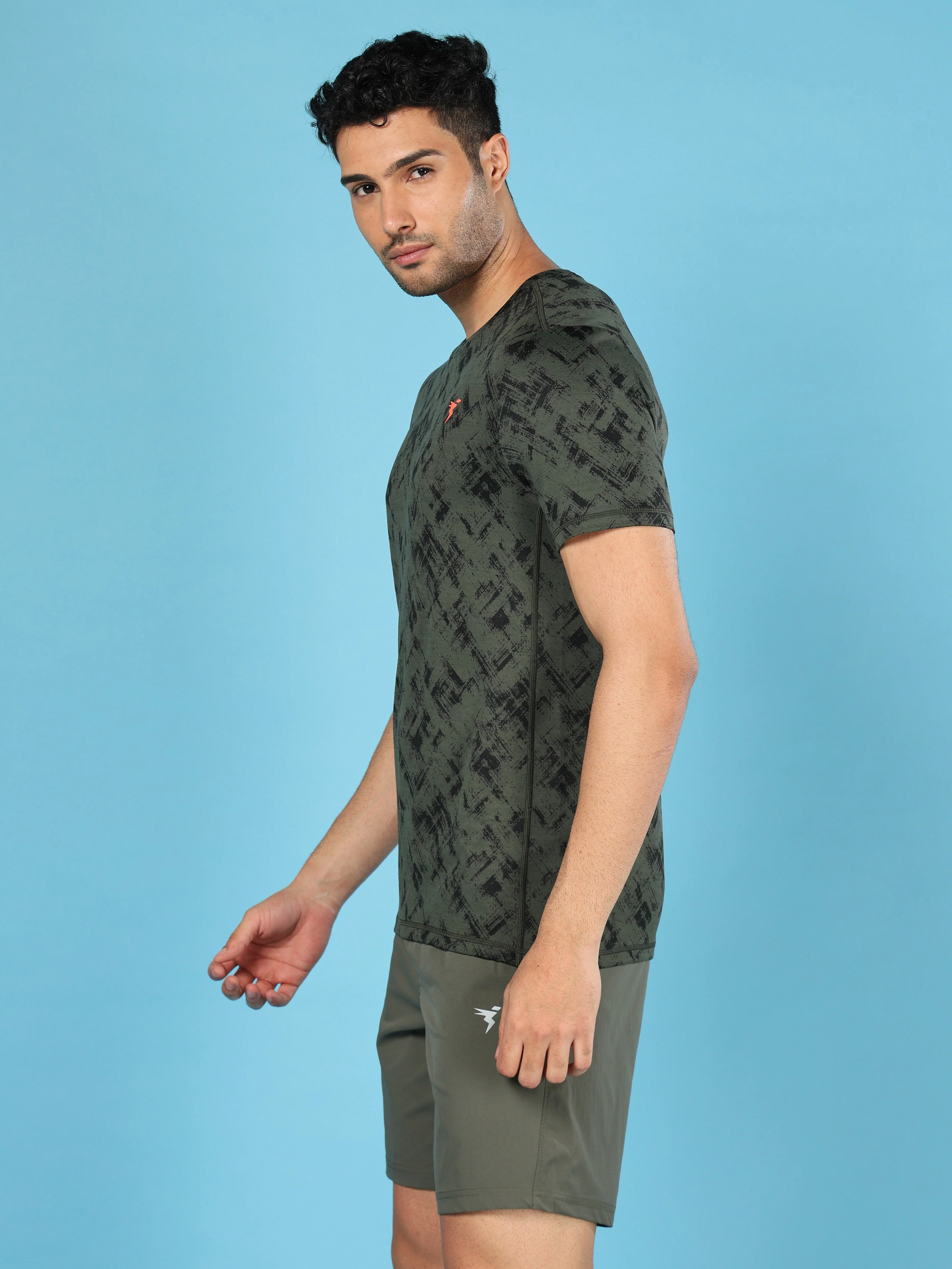 Men Jacquard Slim Fit Crew Neck T-shirt with DOUBLE COOL - Image 3