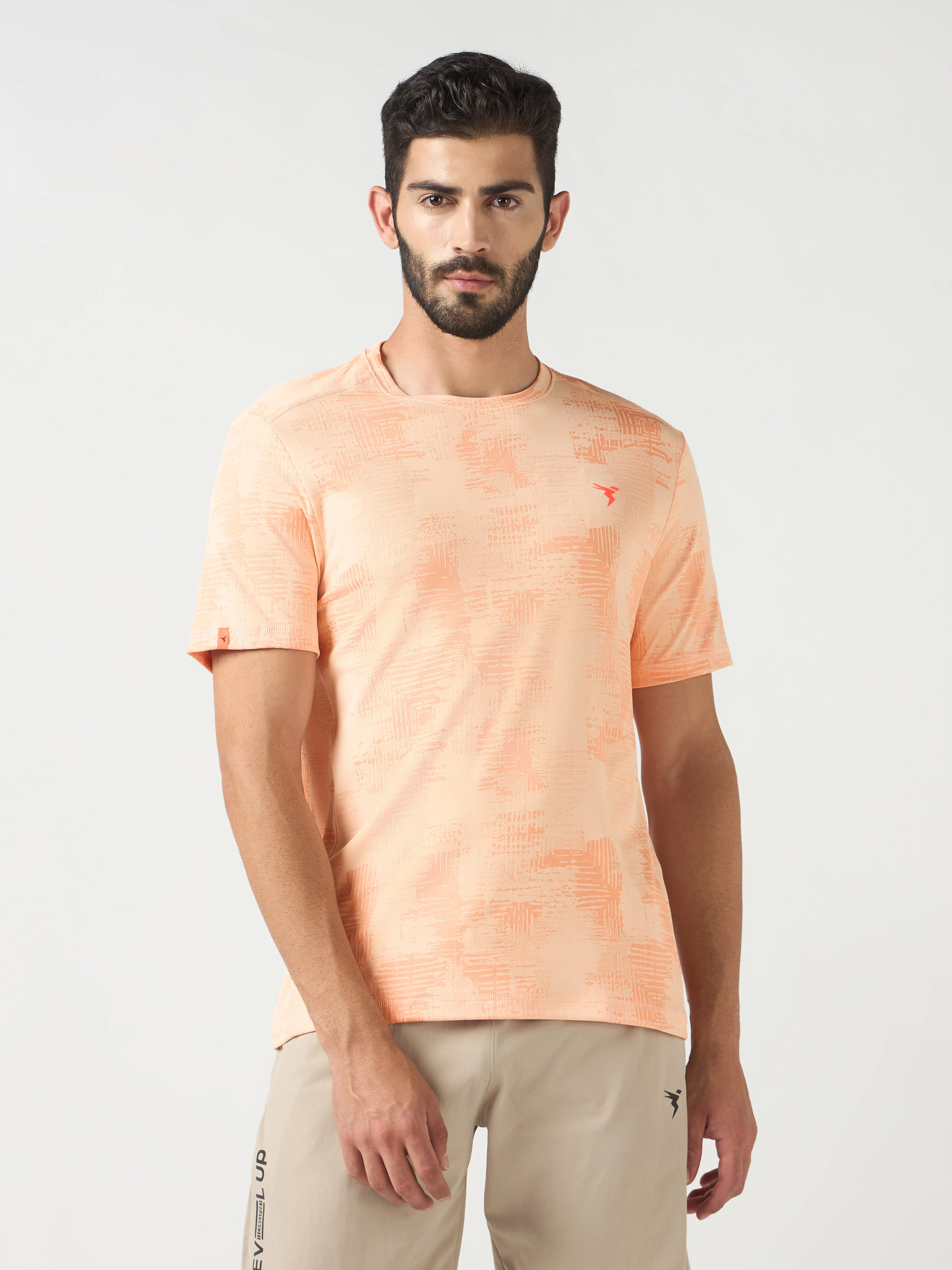 Men Jacquard Slim Fit Crew Neck T-shirt with DOUBLE COOL - Image 2