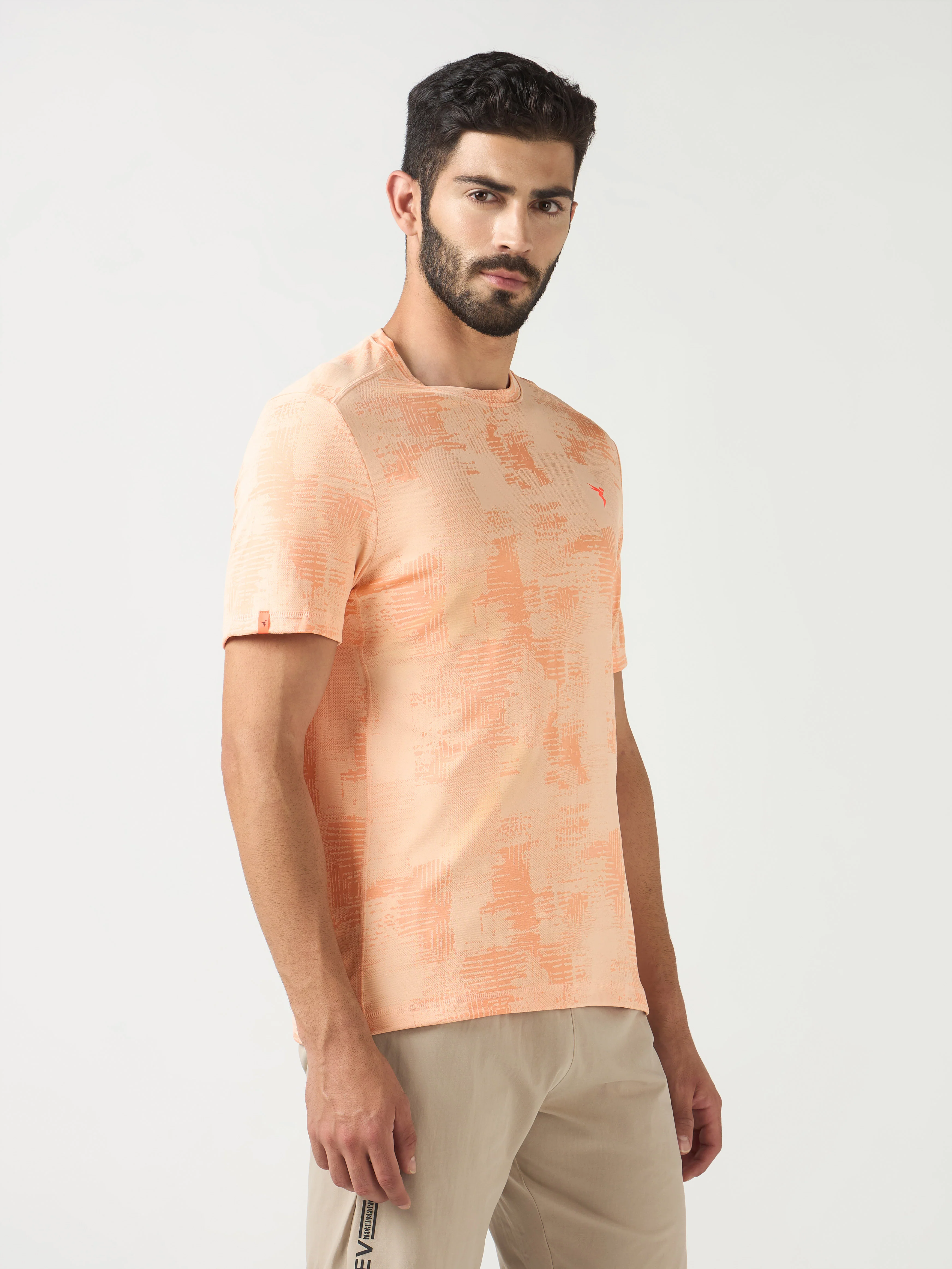 Men Jacquard Slim Fit Crew Neck T-shirt with DOUBLE COOL - Image 4