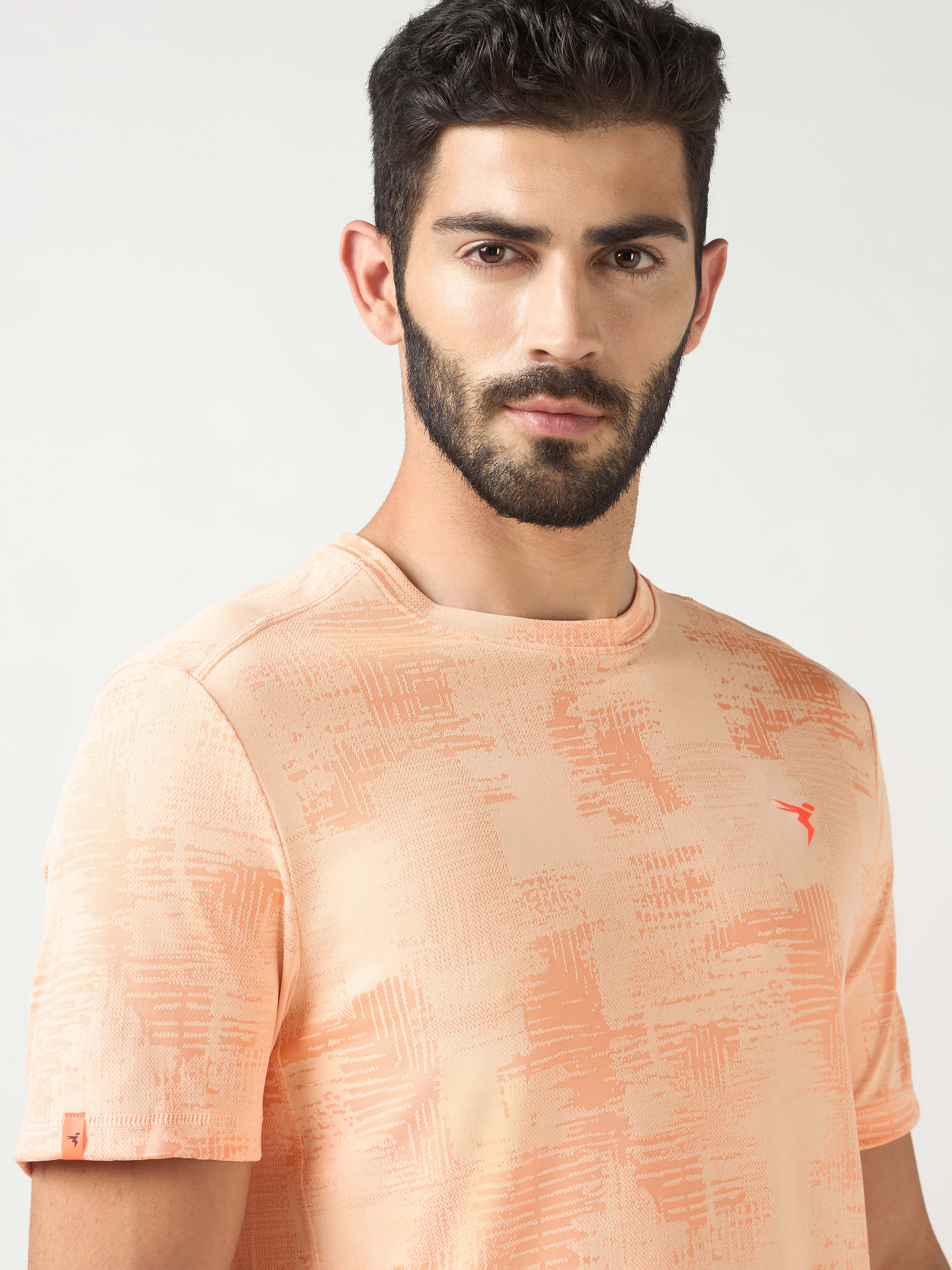 Men Jacquard Slim Fit Crew Neck T-shirt with DOUBLE COOL - Image 6