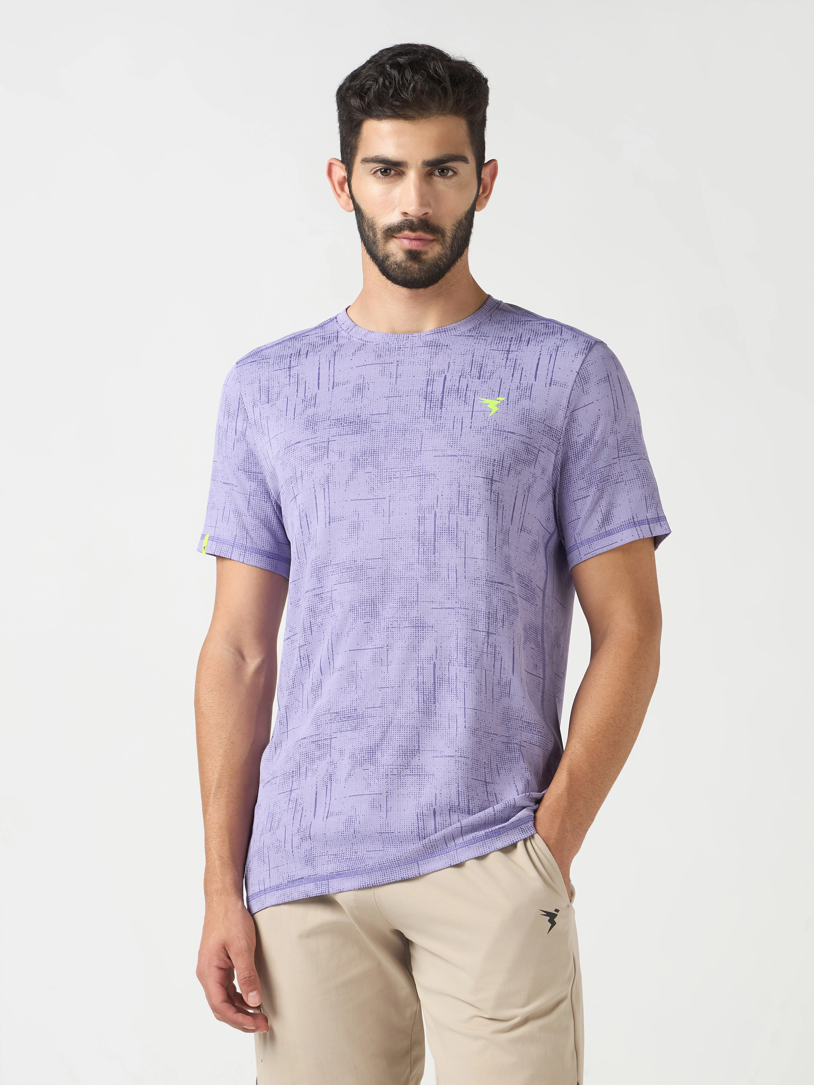 Men Jacquard Slim Fit Crew Neck T-shirt with DOUBLE COOL - Image 2