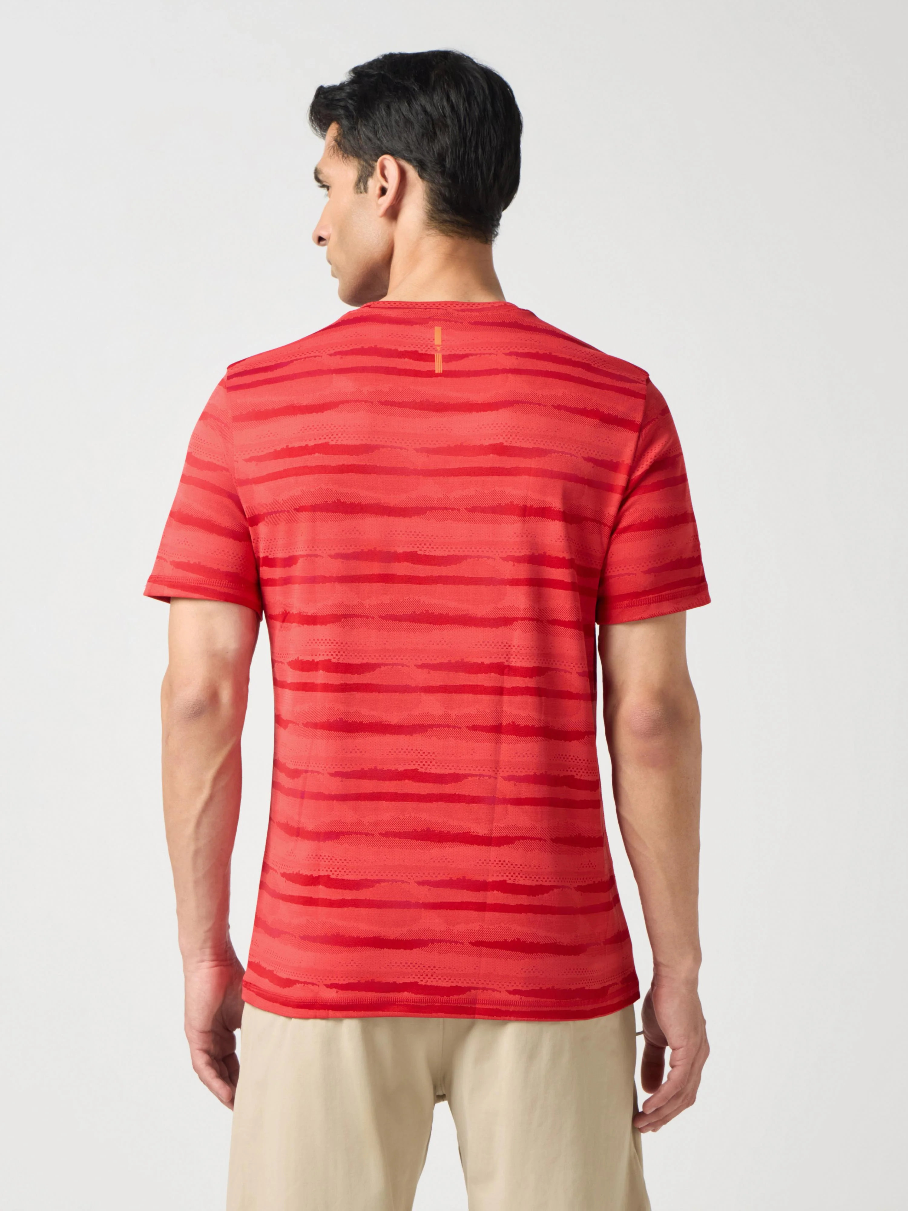 Men Jacquard Slim Fit Crew Neck T-shirt with DOUBLE COOL - Image 3