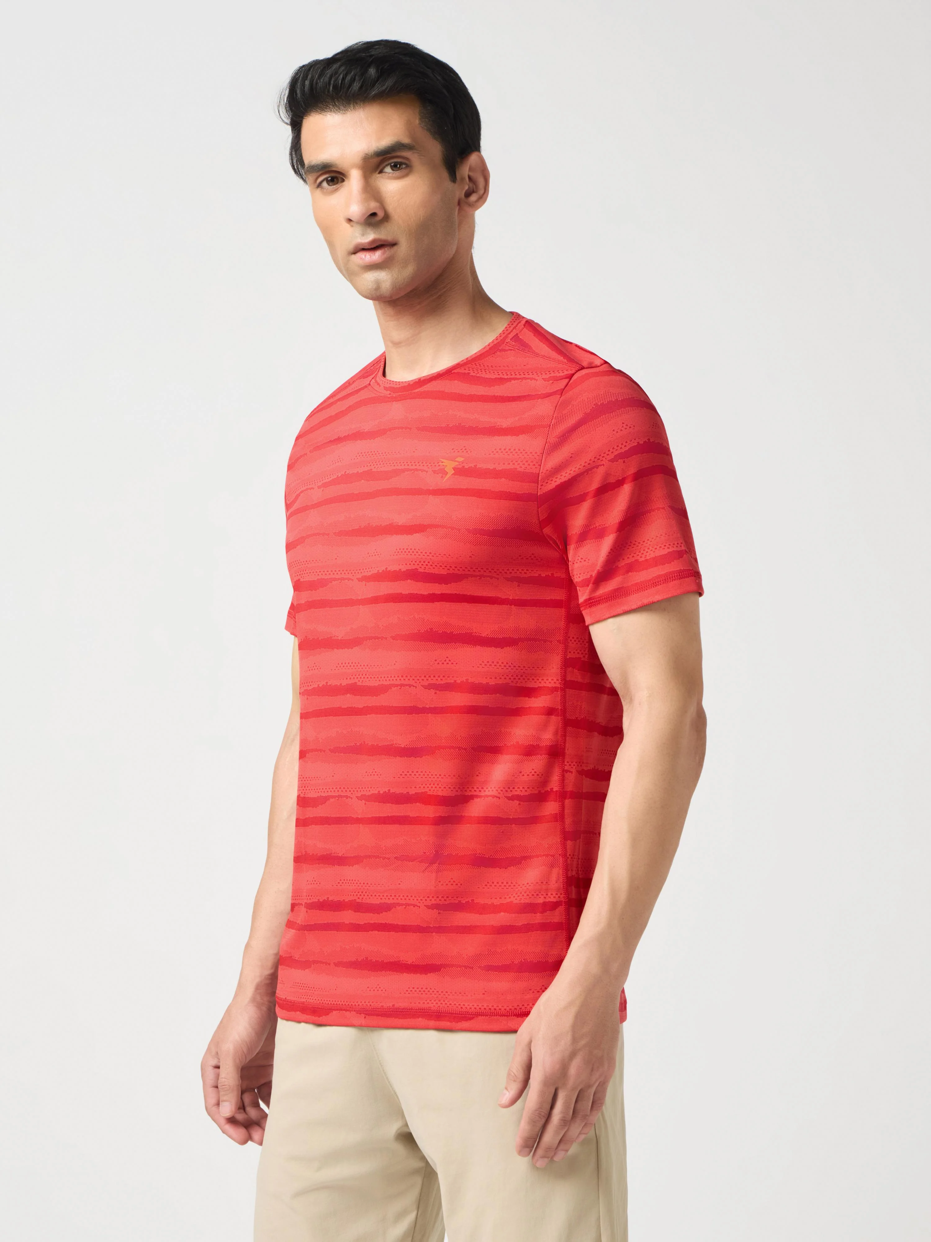 Men Jacquard Slim Fit Crew Neck T-shirt with DOUBLE COOL - Image 4