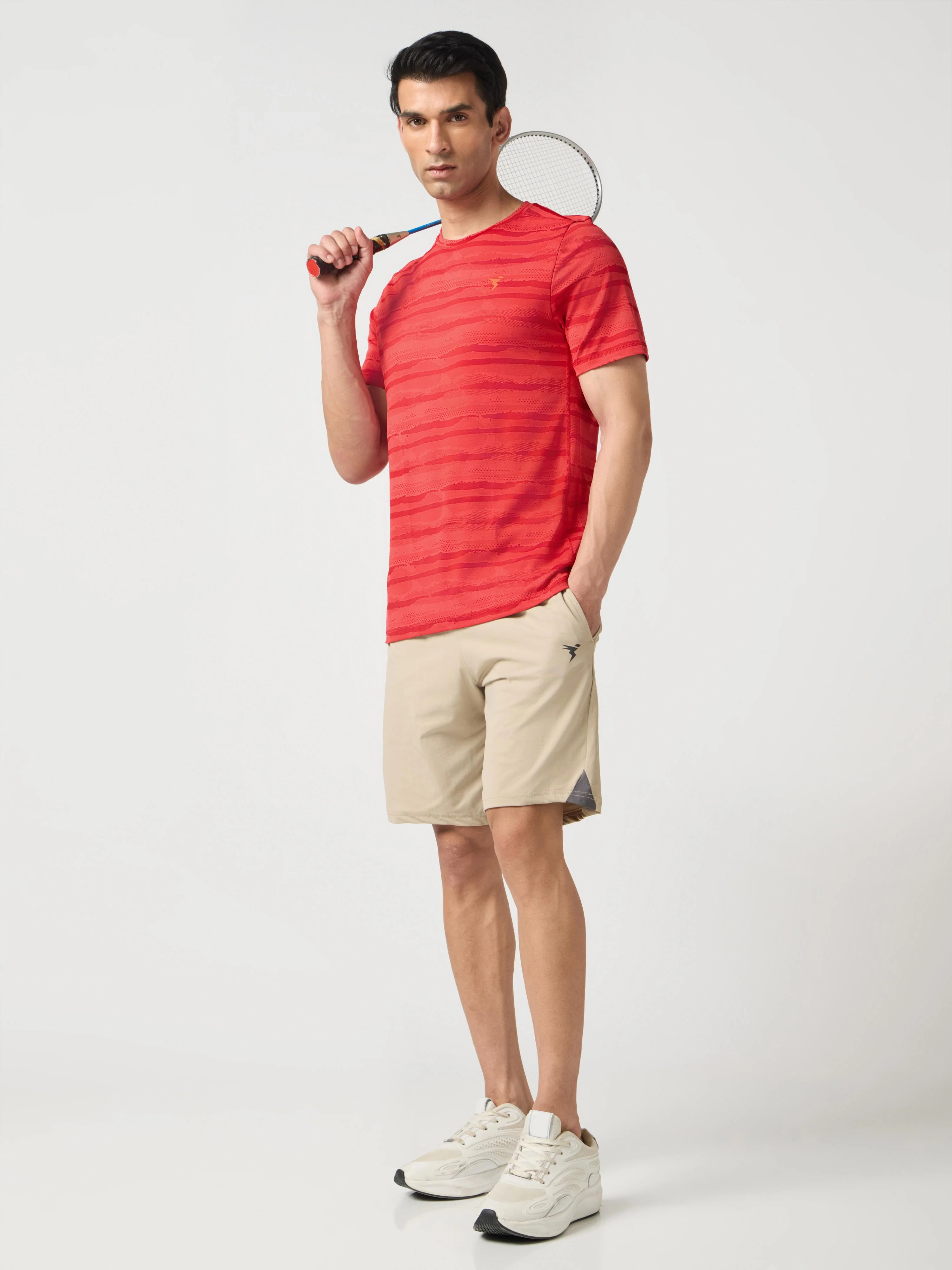 Men Jacquard Slim Fit Crew Neck T-shirt with DOUBLE COOL - Image 5