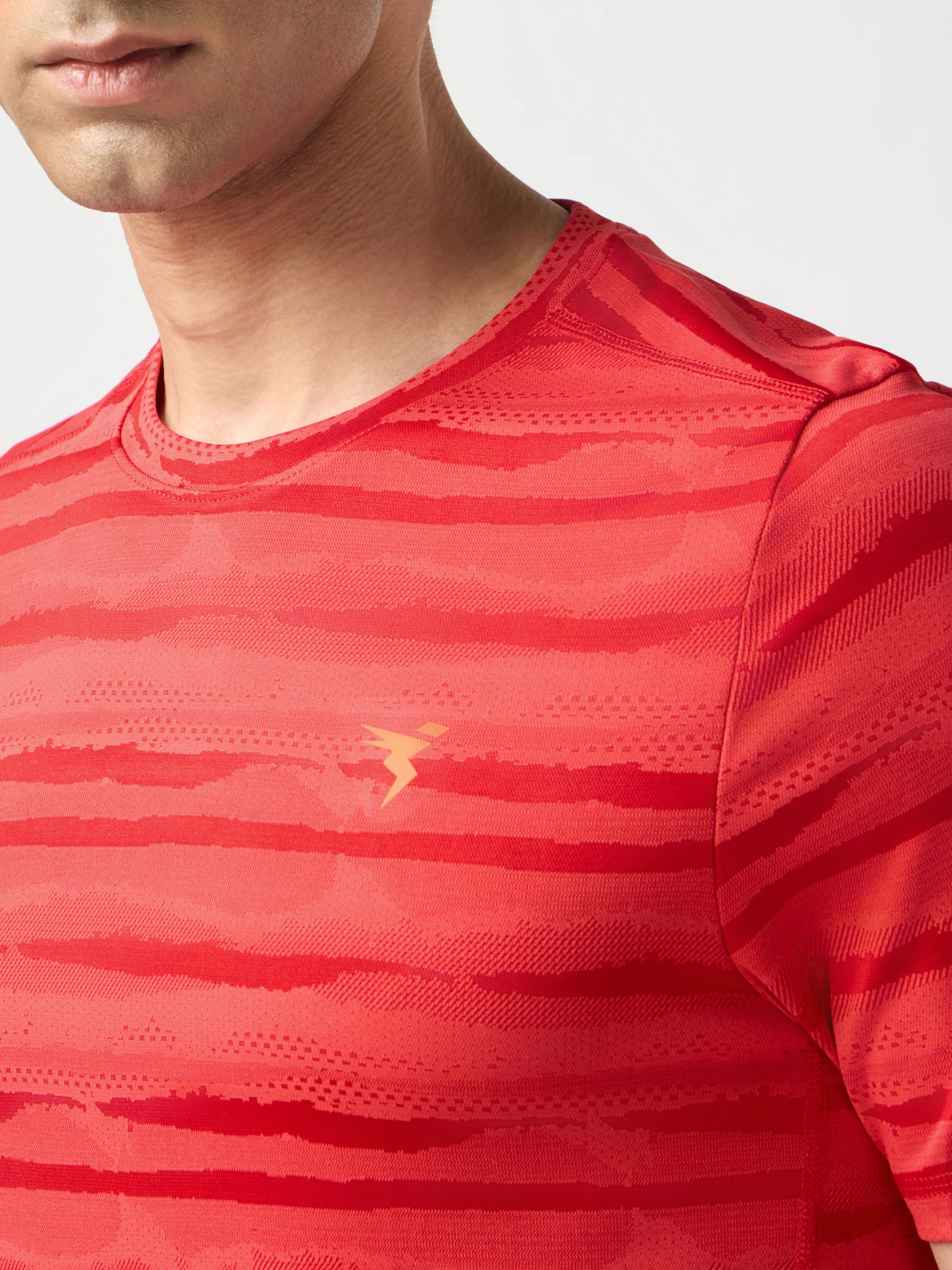 Men Jacquard Slim Fit Crew Neck T-shirt with DOUBLE COOL - Image 7