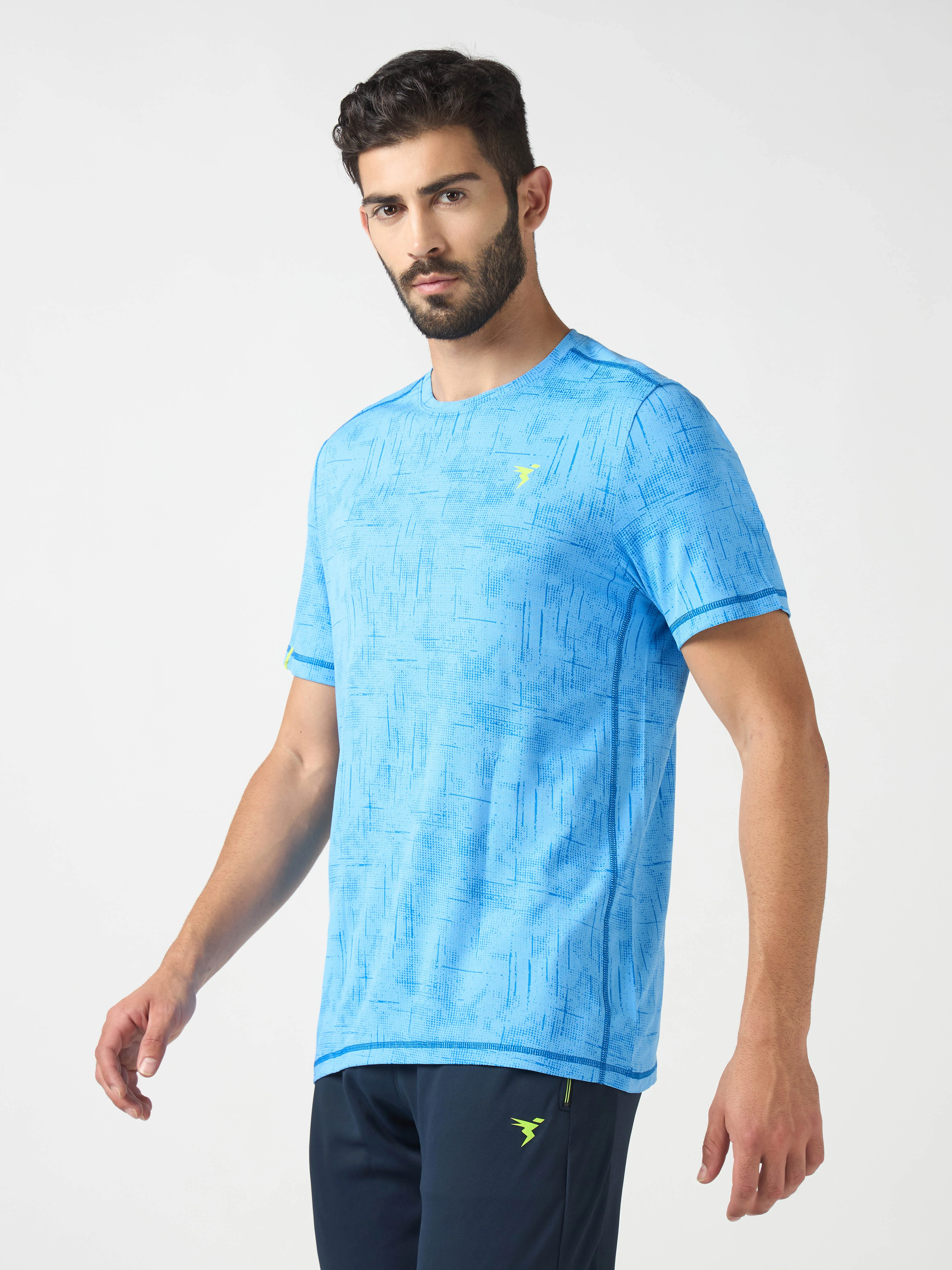 Men Jacquard Slim Fit Crew Neck T-shirt with DOUBLE COOL - Image 4