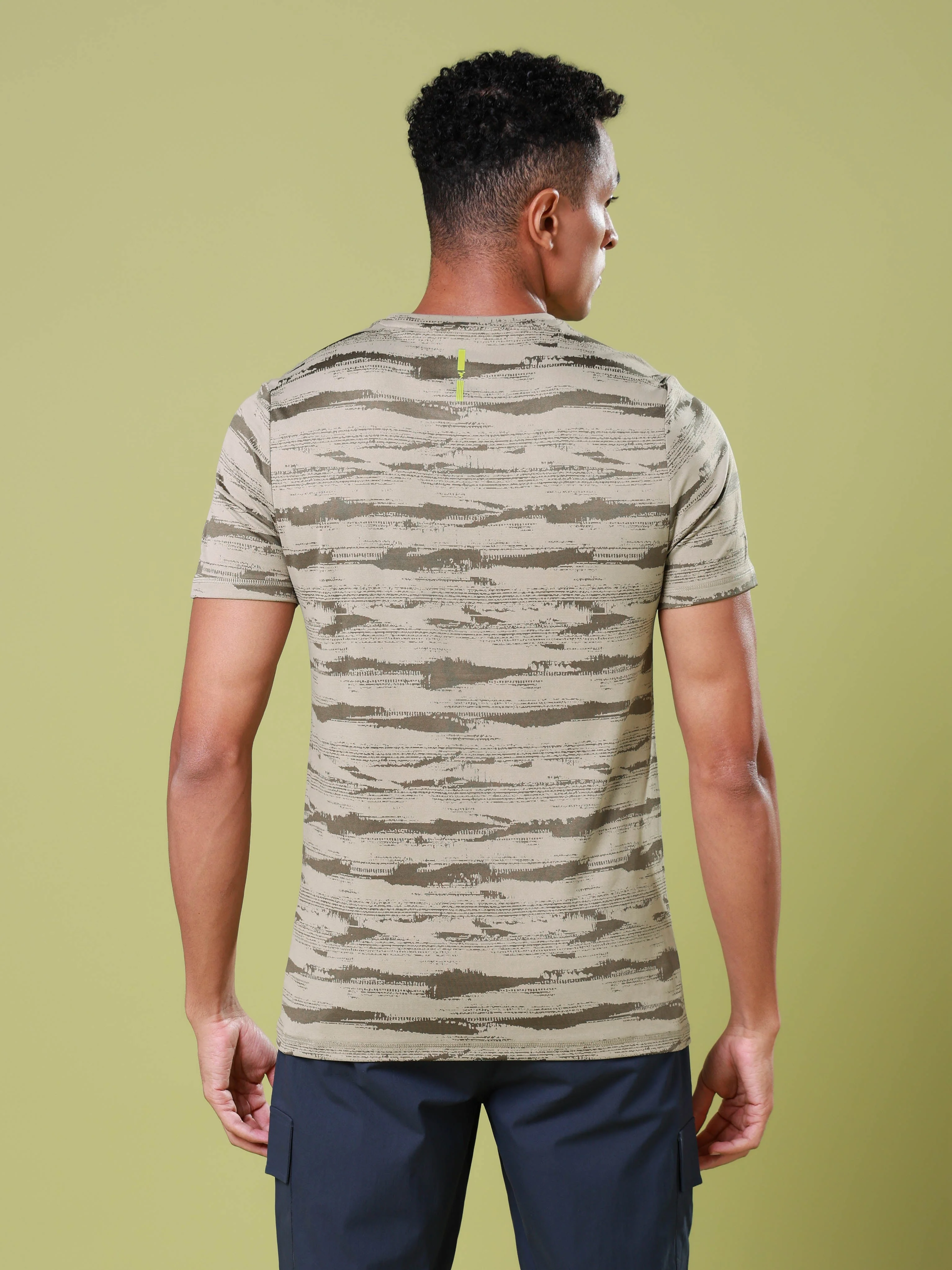 Men Jacquard Slim Fit Crew Neck T-shirt with DOUBLE COOL - Image 3
