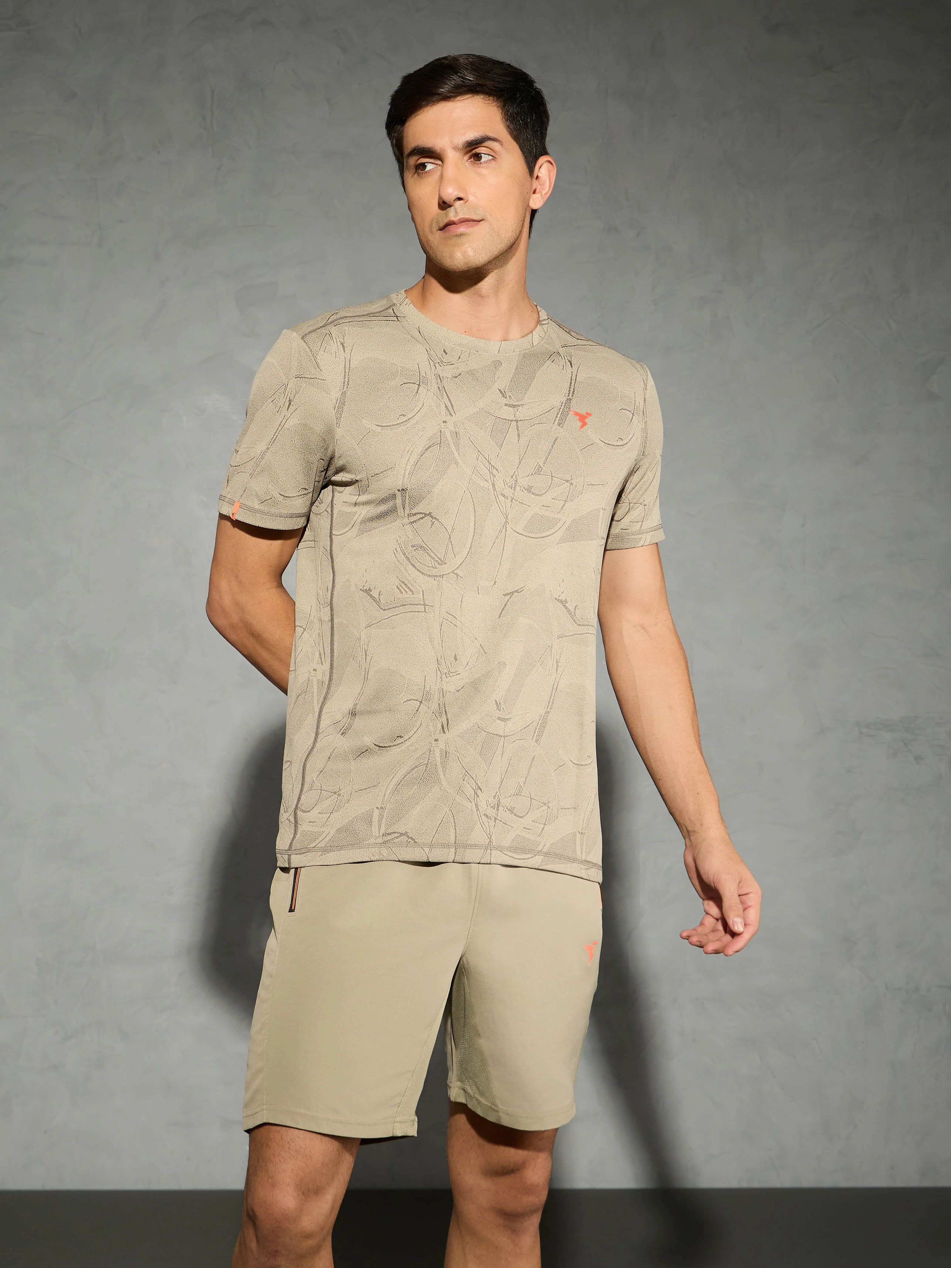 Men Jacquard Slim Fit Crew Neck T-shirt with DOUBLE COOL - Image 2