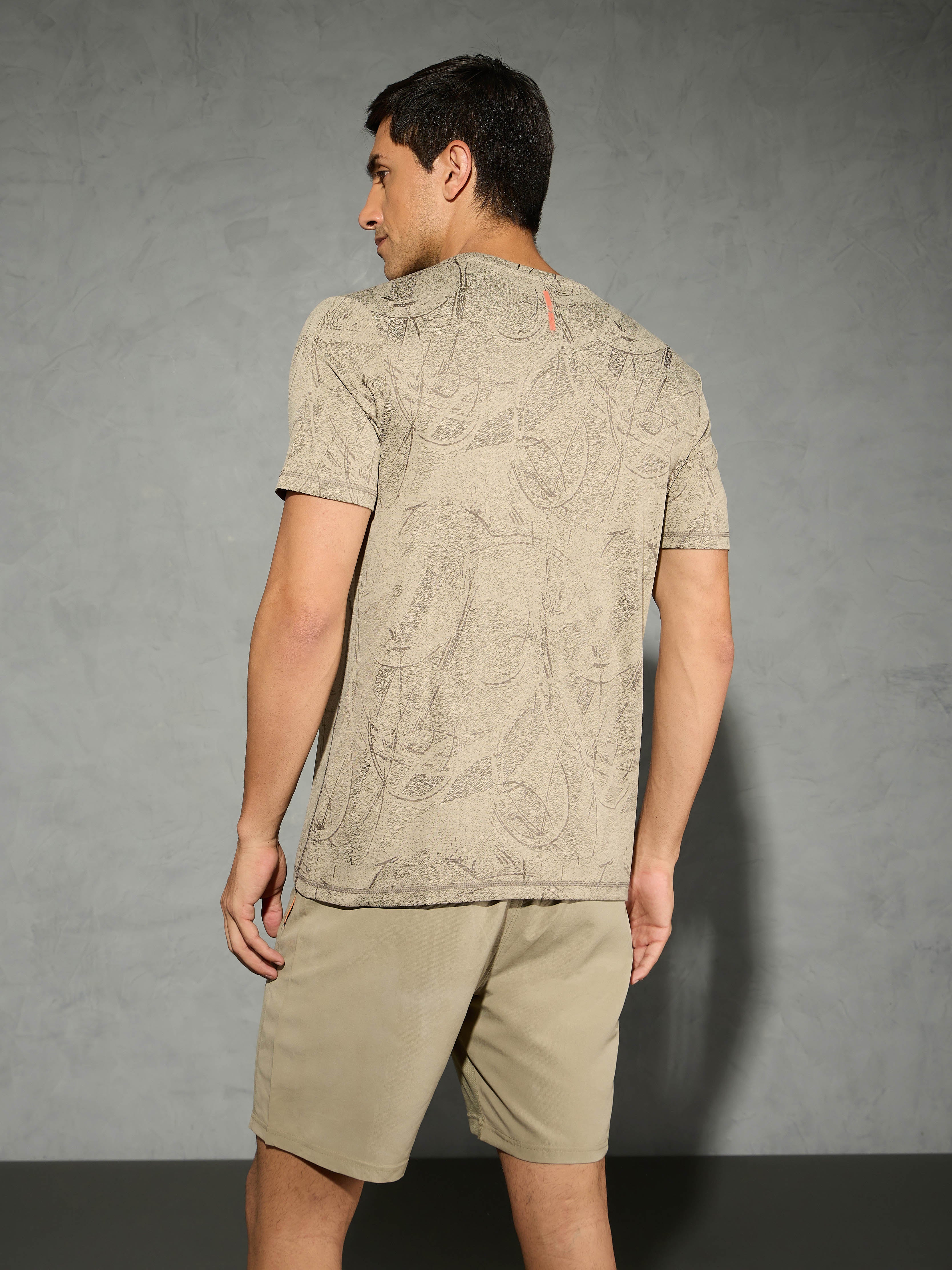 Men Jacquard Slim Fit Crew Neck T-shirt with DOUBLE COOL - Image 3