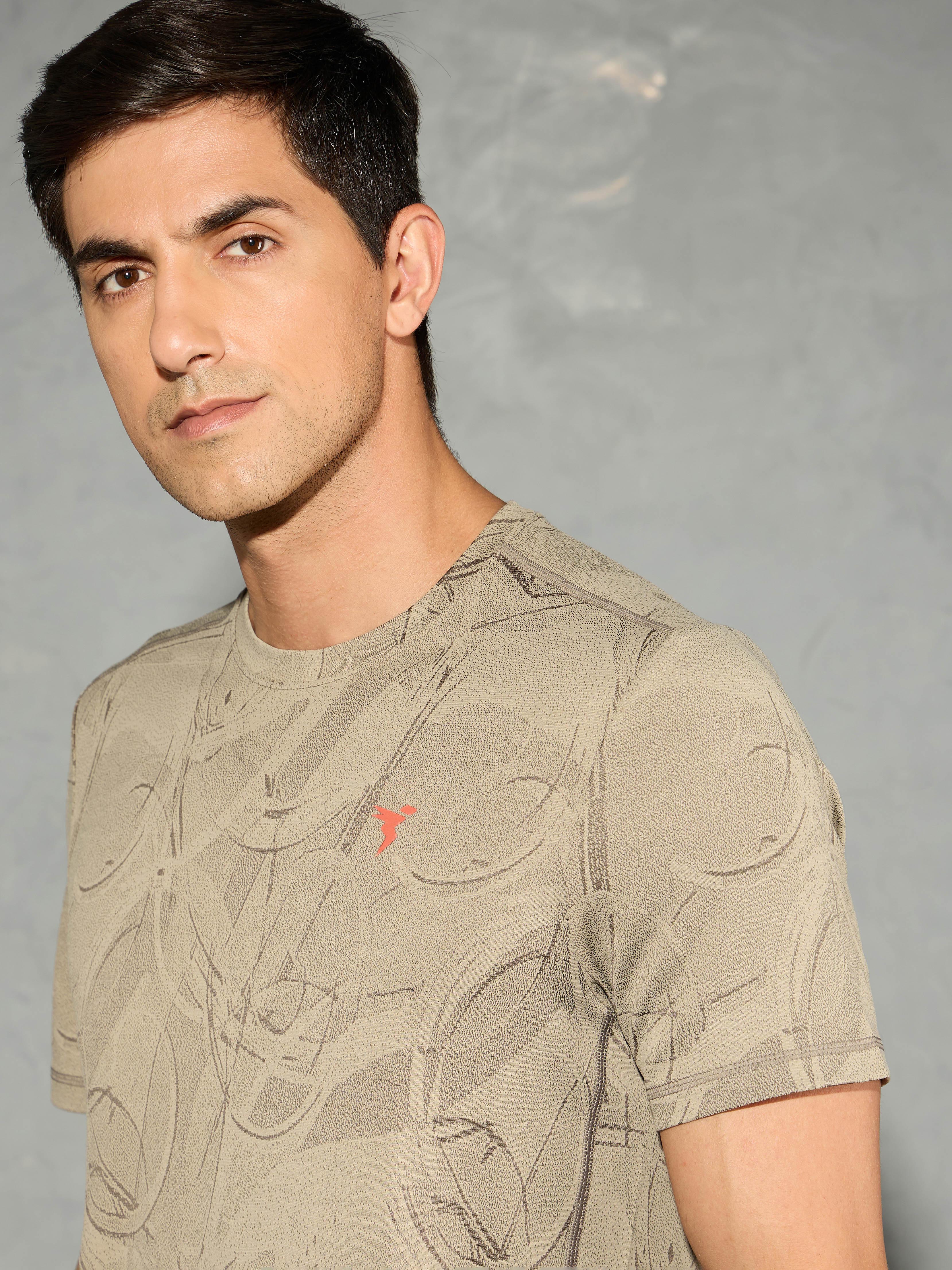 Men Jacquard Slim Fit Crew Neck T-shirt with DOUBLE COOL - Image 6