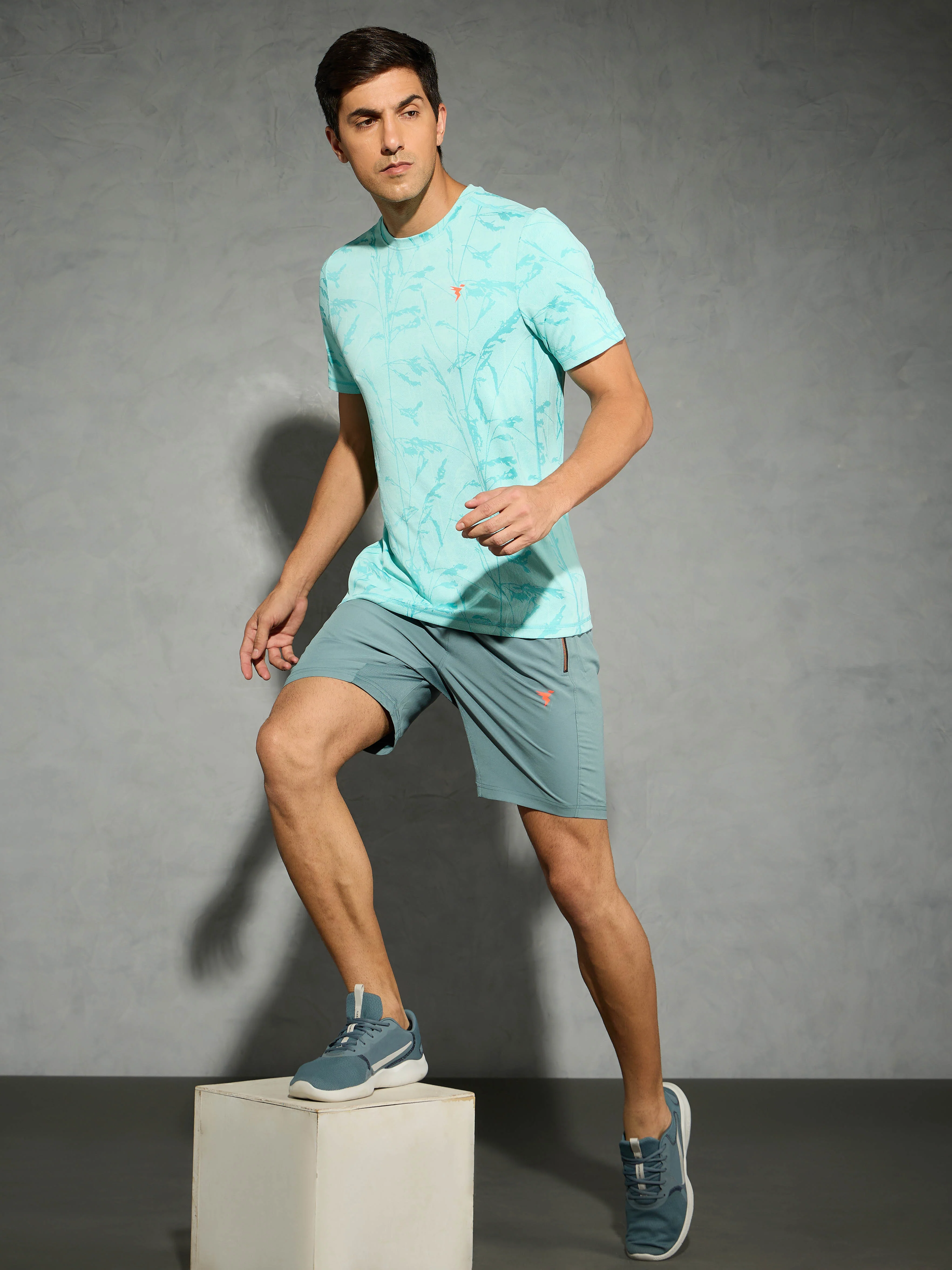 Men Jacquard Slim Fit Crew Neck T-shirt with DOUBLE COOL - Image 5