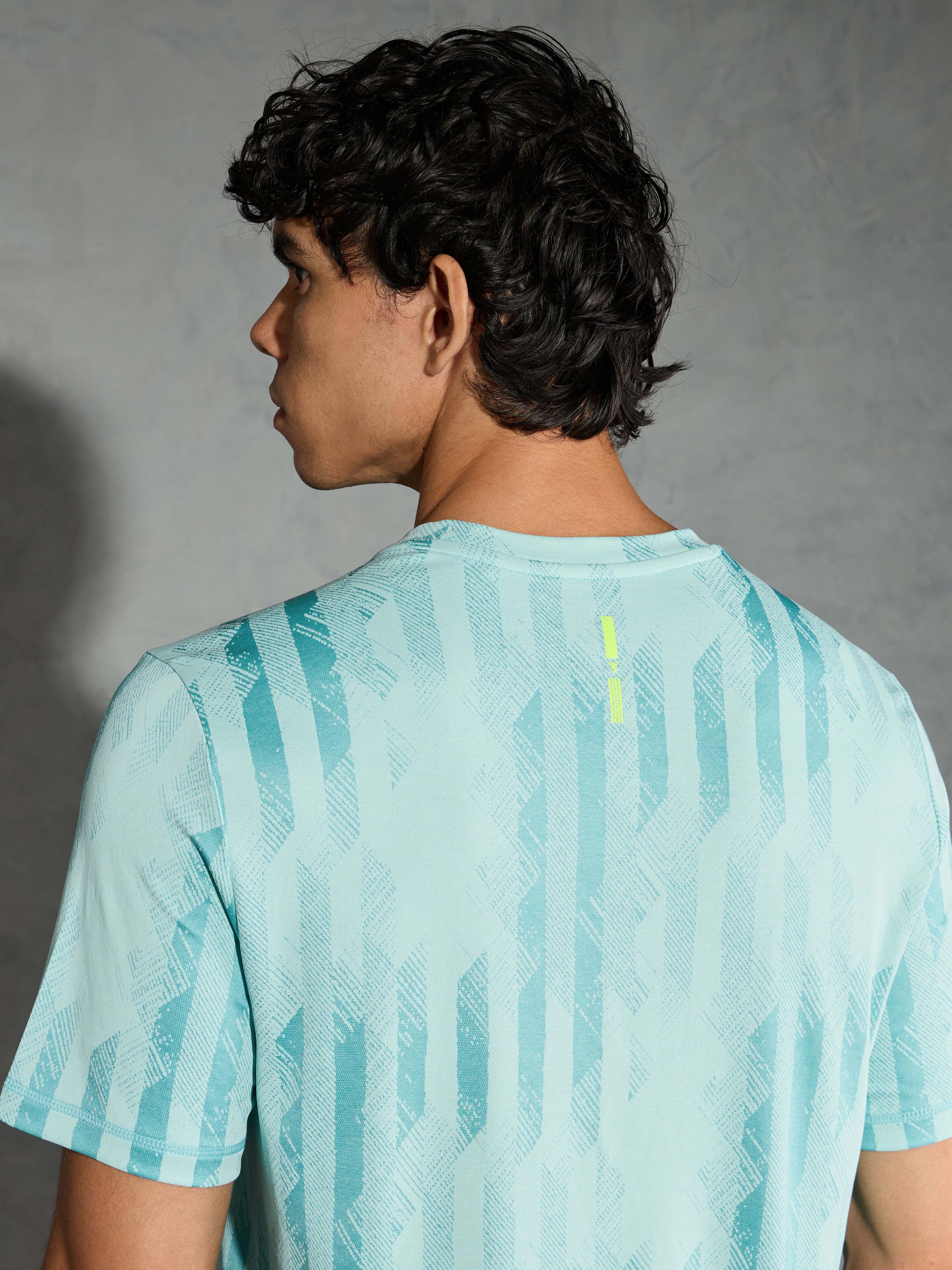 Men Jacquard Slim Fit Crew Neck T-shirt with DOUBLE COOL - Image 7