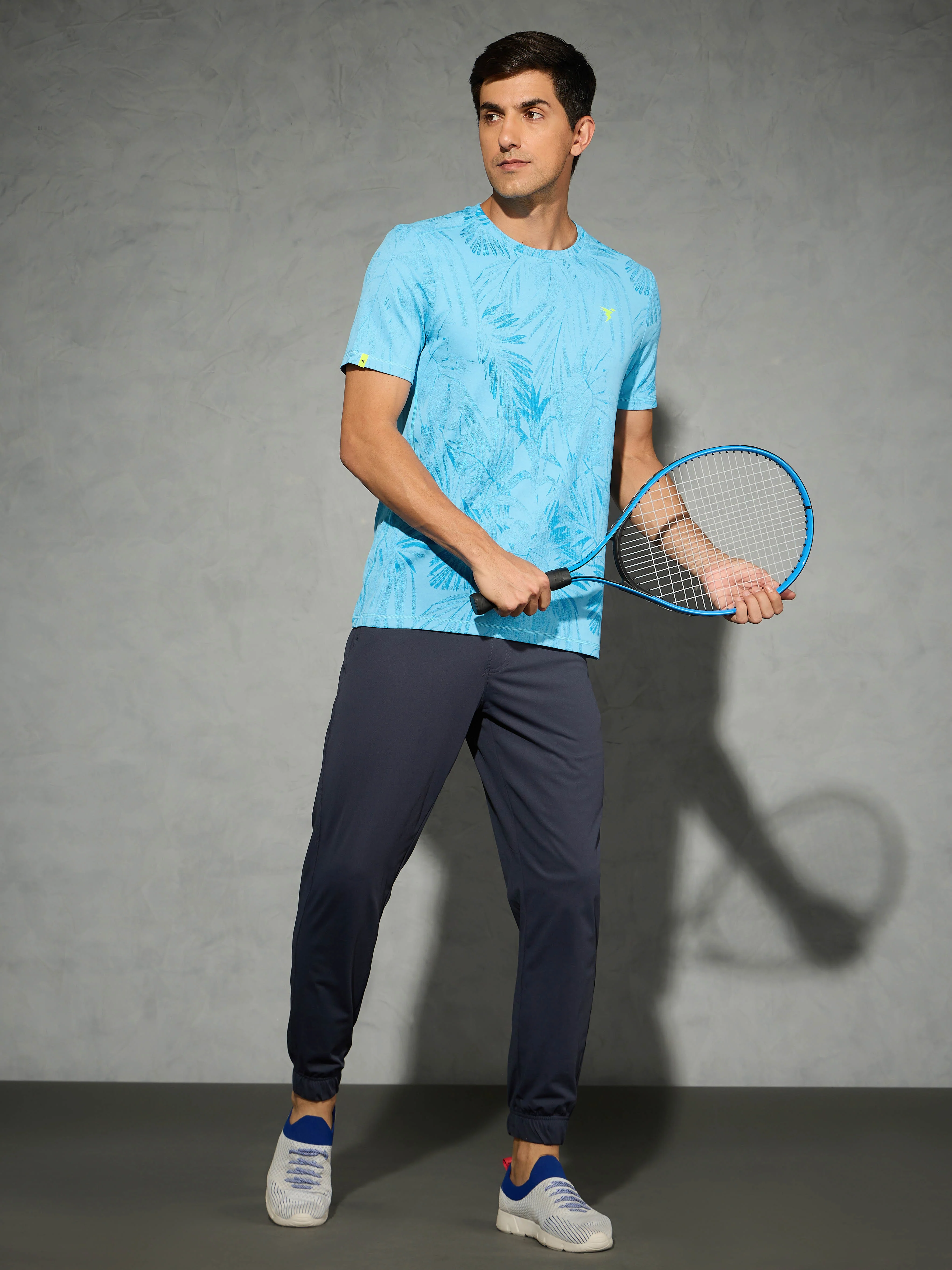 Men Jacquard Slim Fit Crew Neck T-shirt with DOUBLE COOL - Image 5
